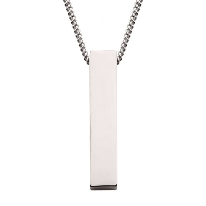 INOX Sterling Silver Engravable Monolith Pendant with Chain