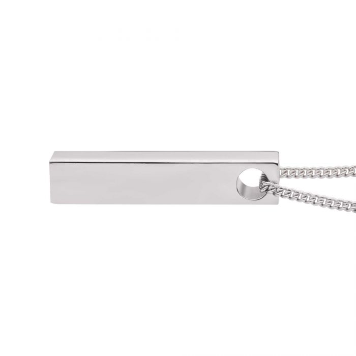 INOX Sterling Silver Engravable Monolith Pendant with Chain