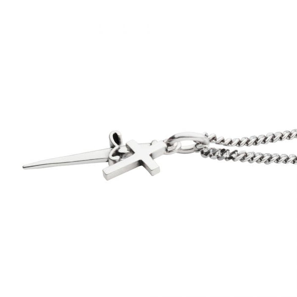 INOX Sterling Silver Cross & Dagger Necklace