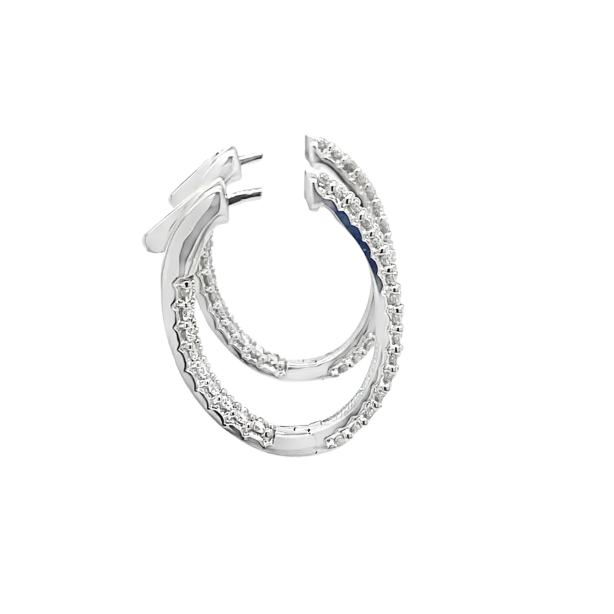 Silver hoop earrings on a white background