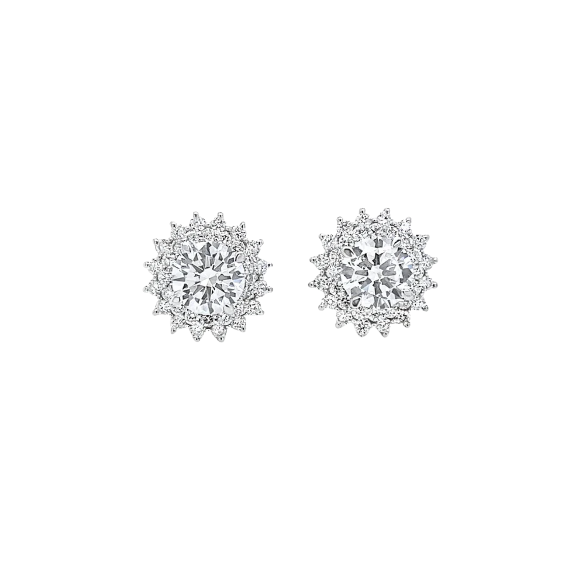 10K White Gold 2.00CT. Diamond Halo Stud Earrings