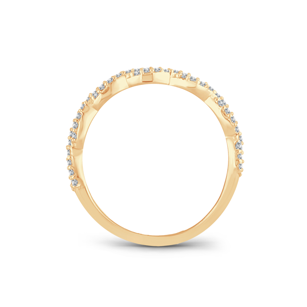 Open Side View of 14K Yellow Gold 1/6CTW. Diamond Twist Band