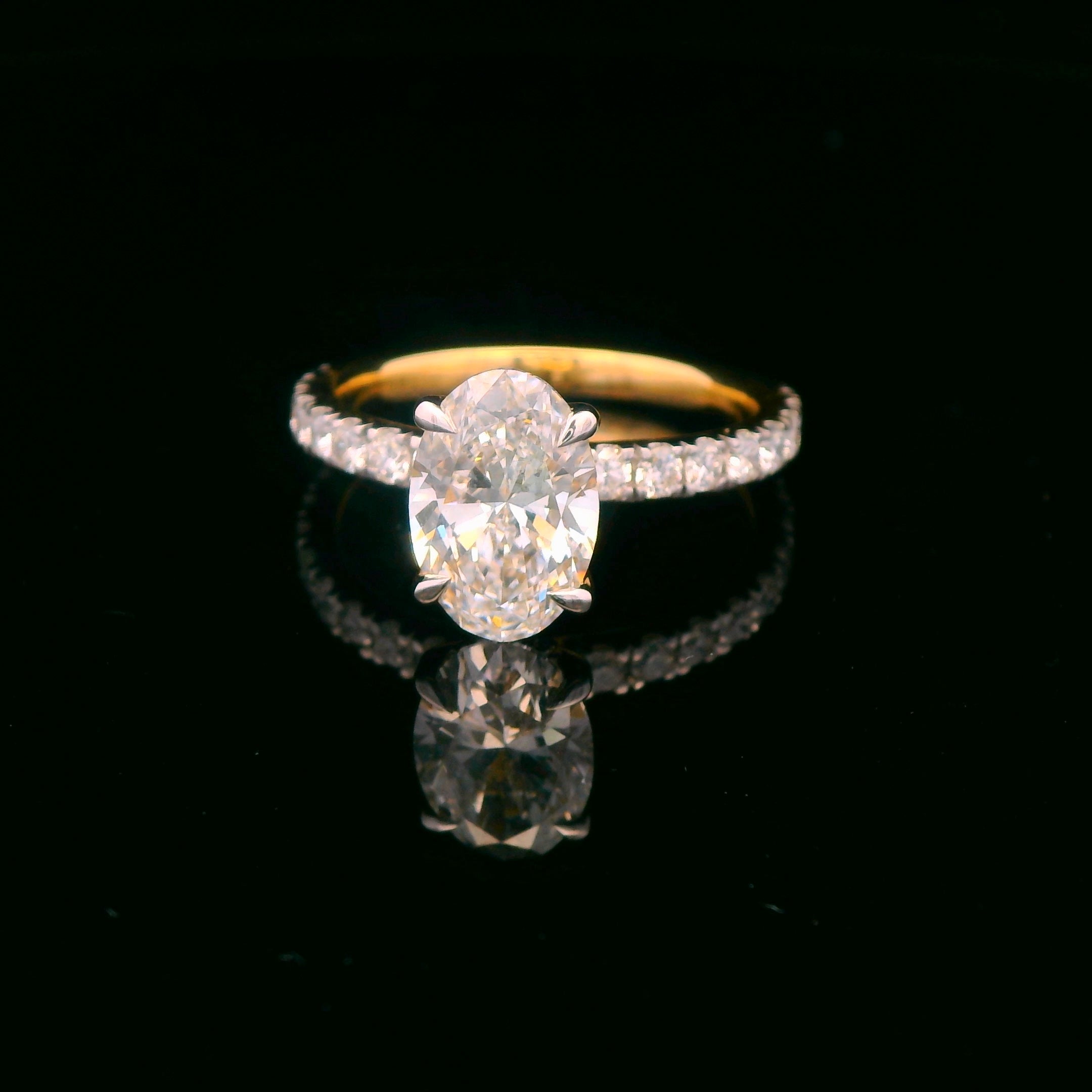 Certified 14k Yellow Gold 2CT. Oval Hidden Halo Lab Grown Diamond Engagement Ring