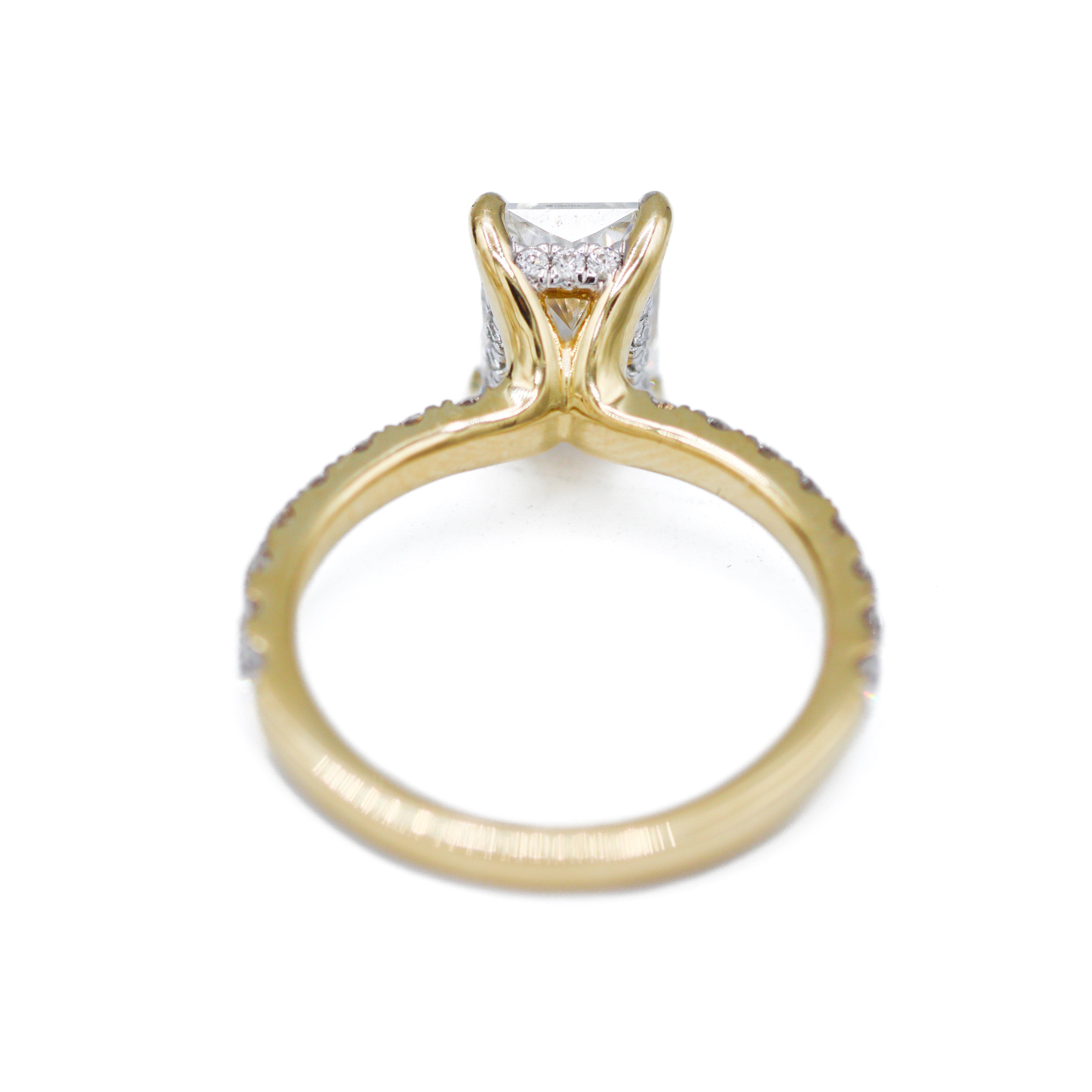 Back View of 14K Yellow Gold Radiant-Cut Lab-Grown Diamond Accent Engagement Ring