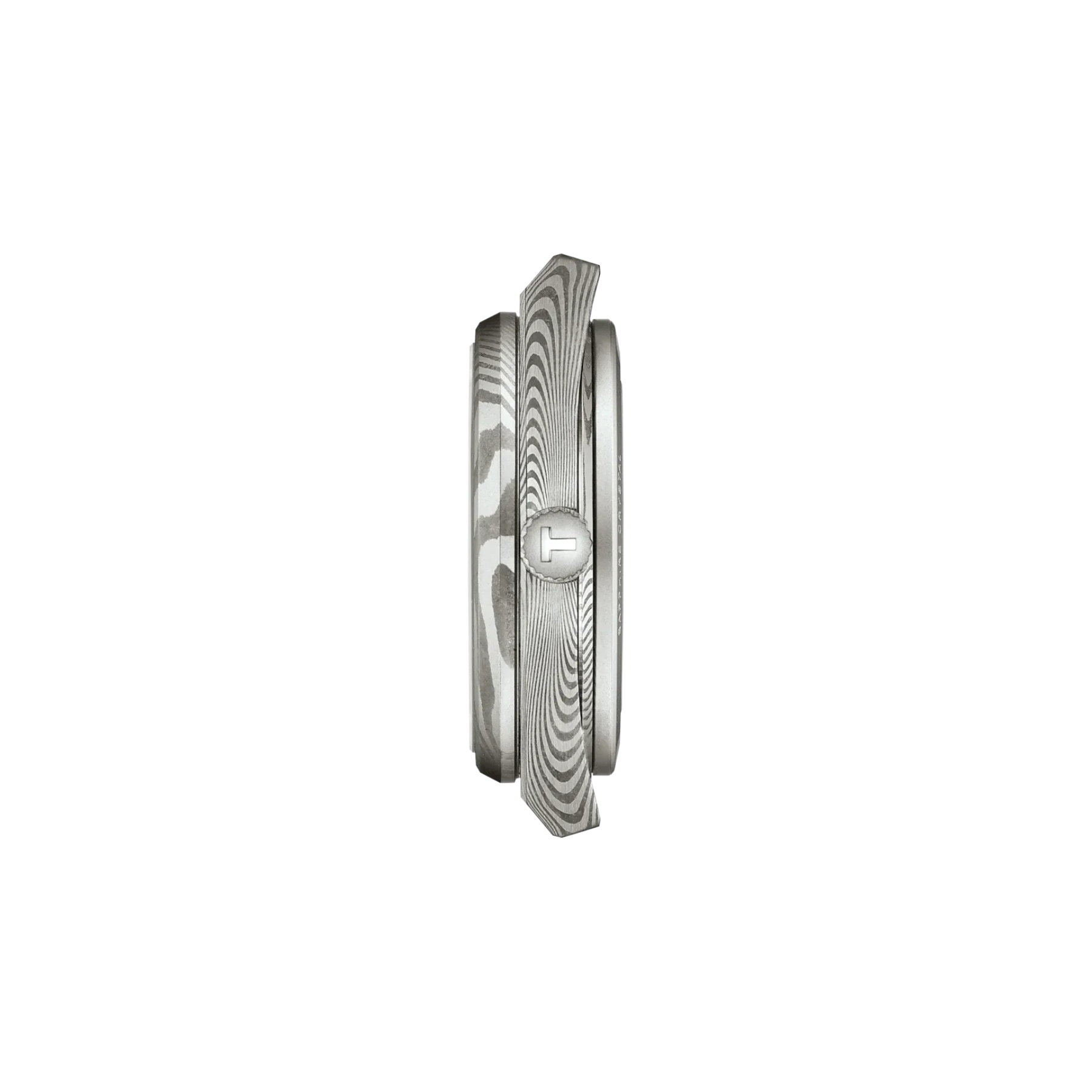 side of tissot watch case on a white background 