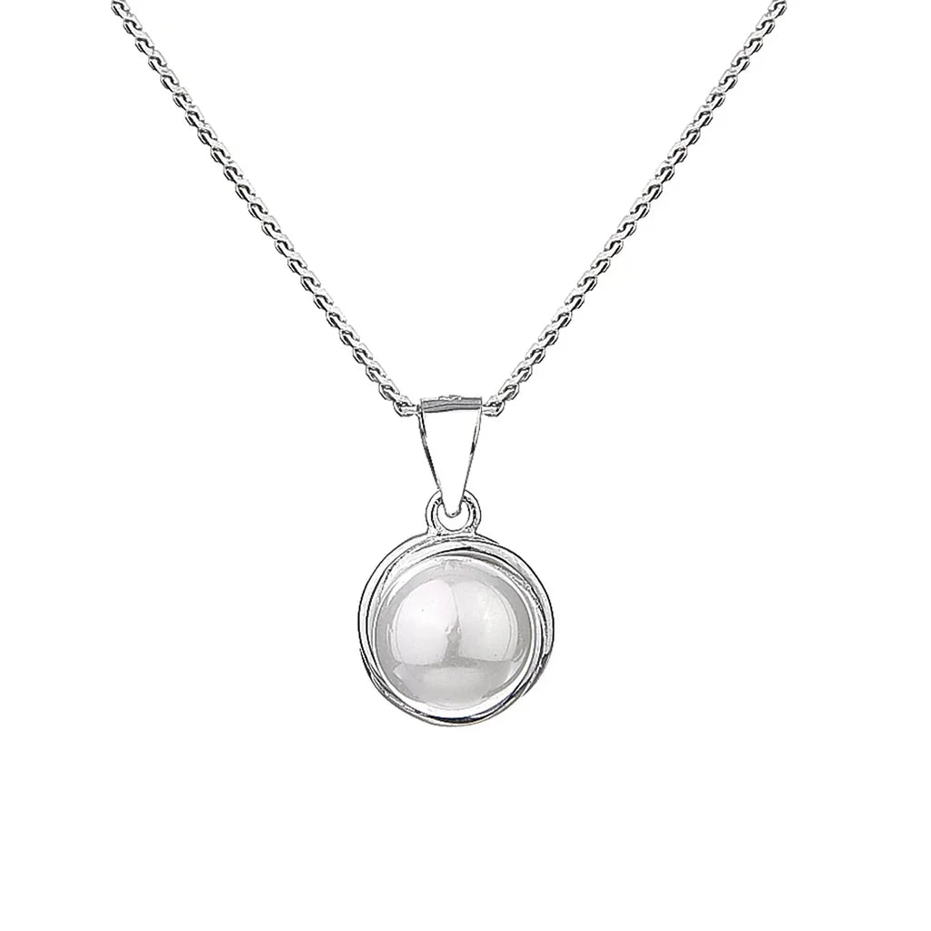 Sterling Silver Twist Accented 8MM Pearl Pendant Necklace 18"