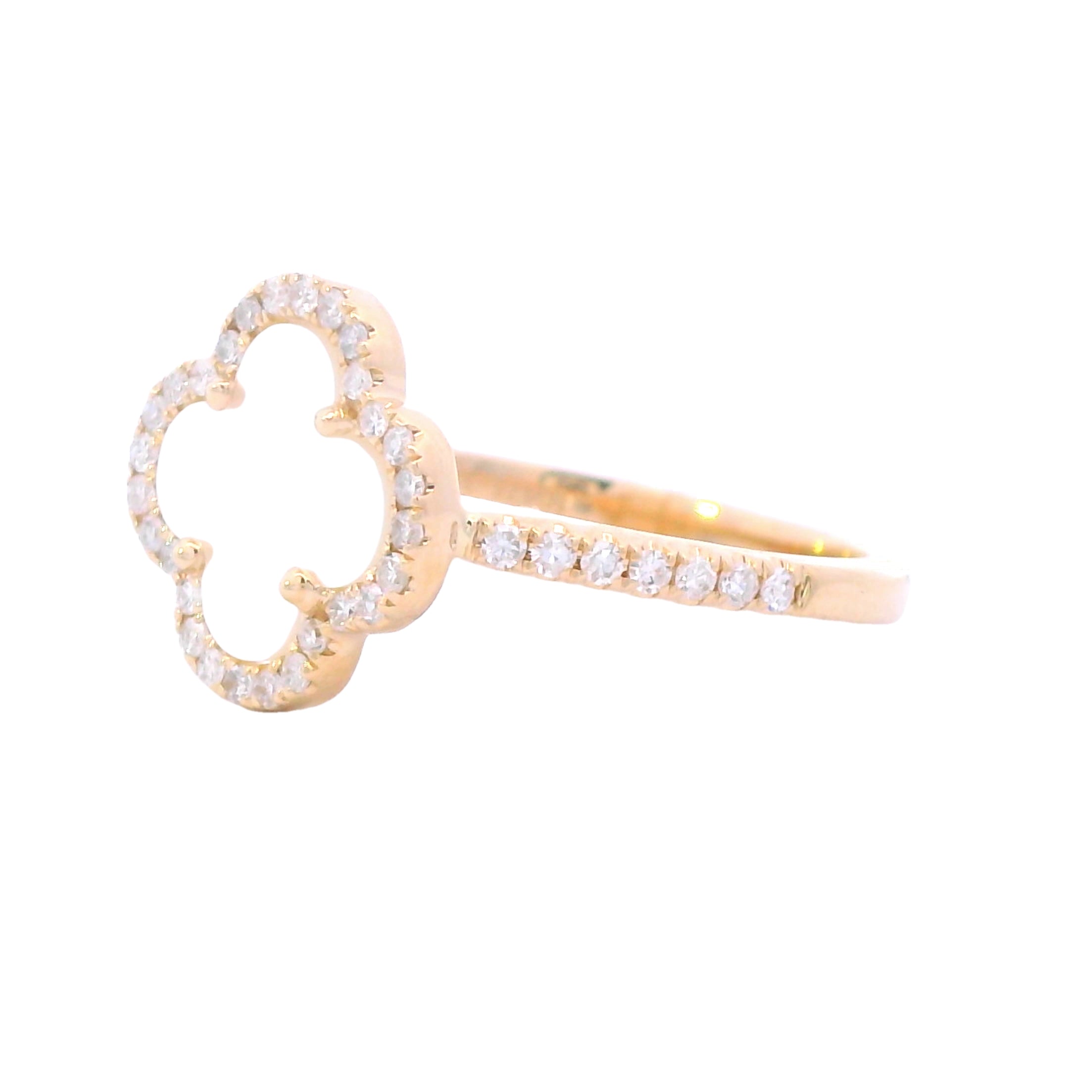 14K Yellow Gold Mother-of-Pearl & Diamond "Alhambra" Clover-Inspired Ring