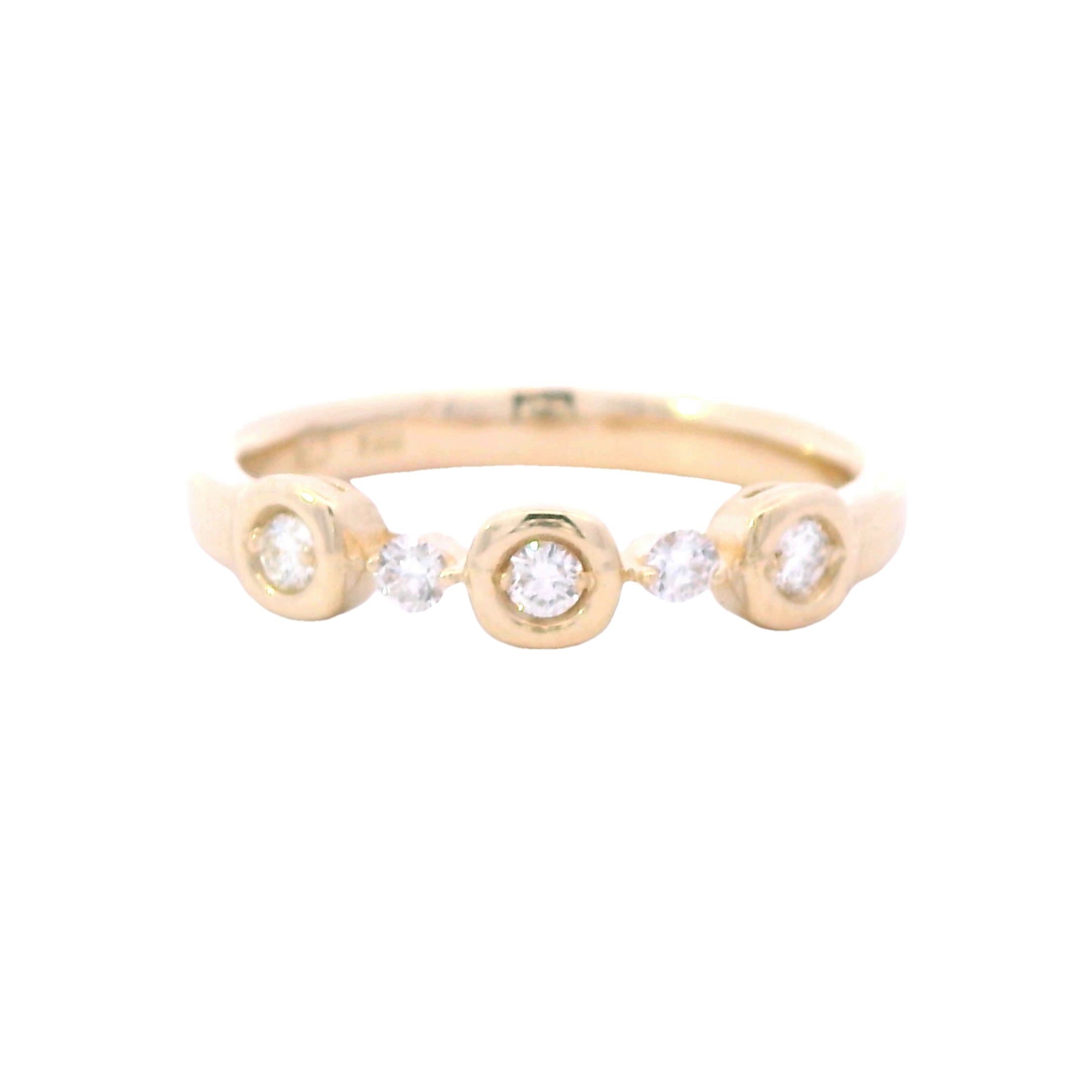 14K Yellow Gold 1/5CT. Diamond Station Fashion Ring