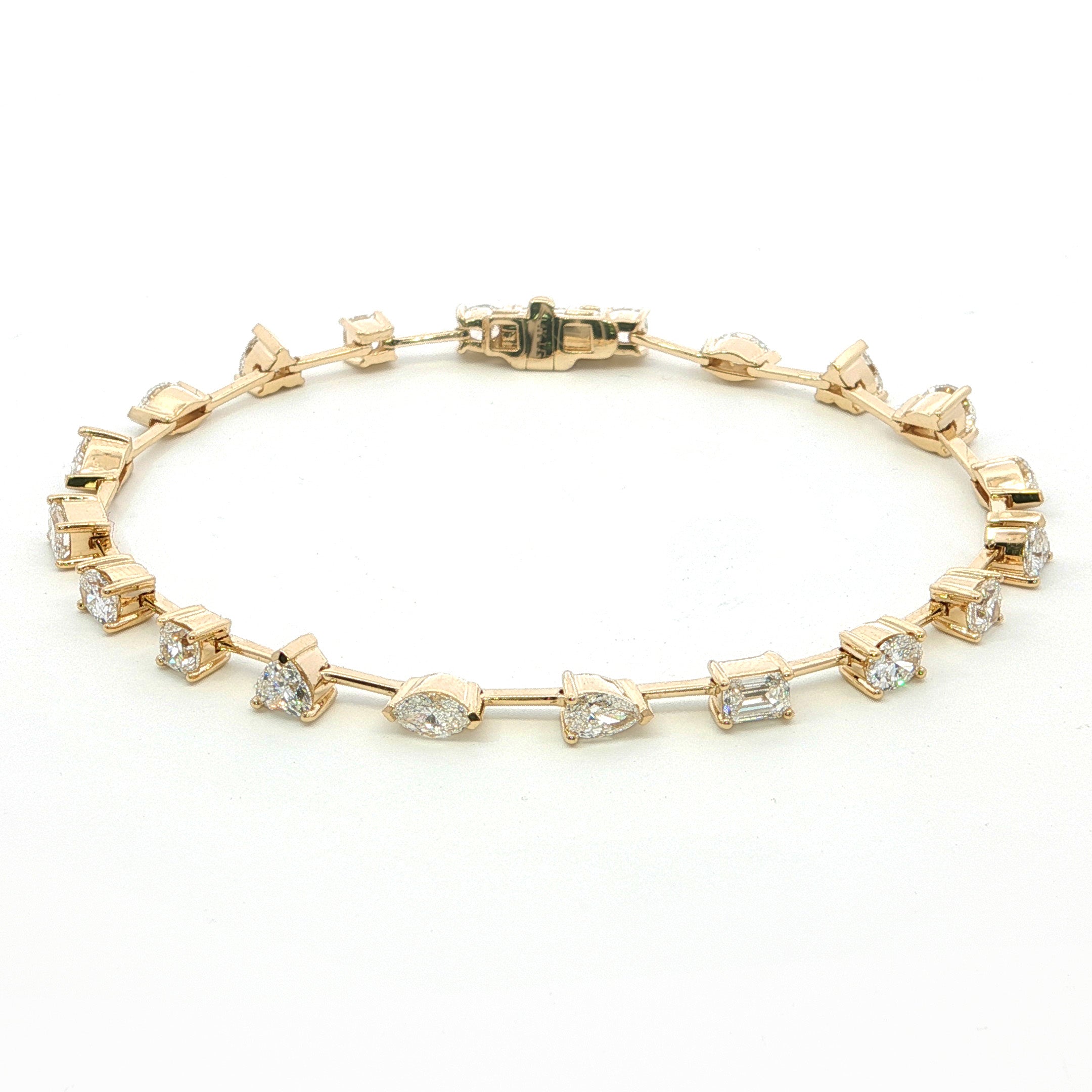 14K Yellow Gold 4.635CTW. Lab-Grown Diamond Varying Shape Station Bracelet