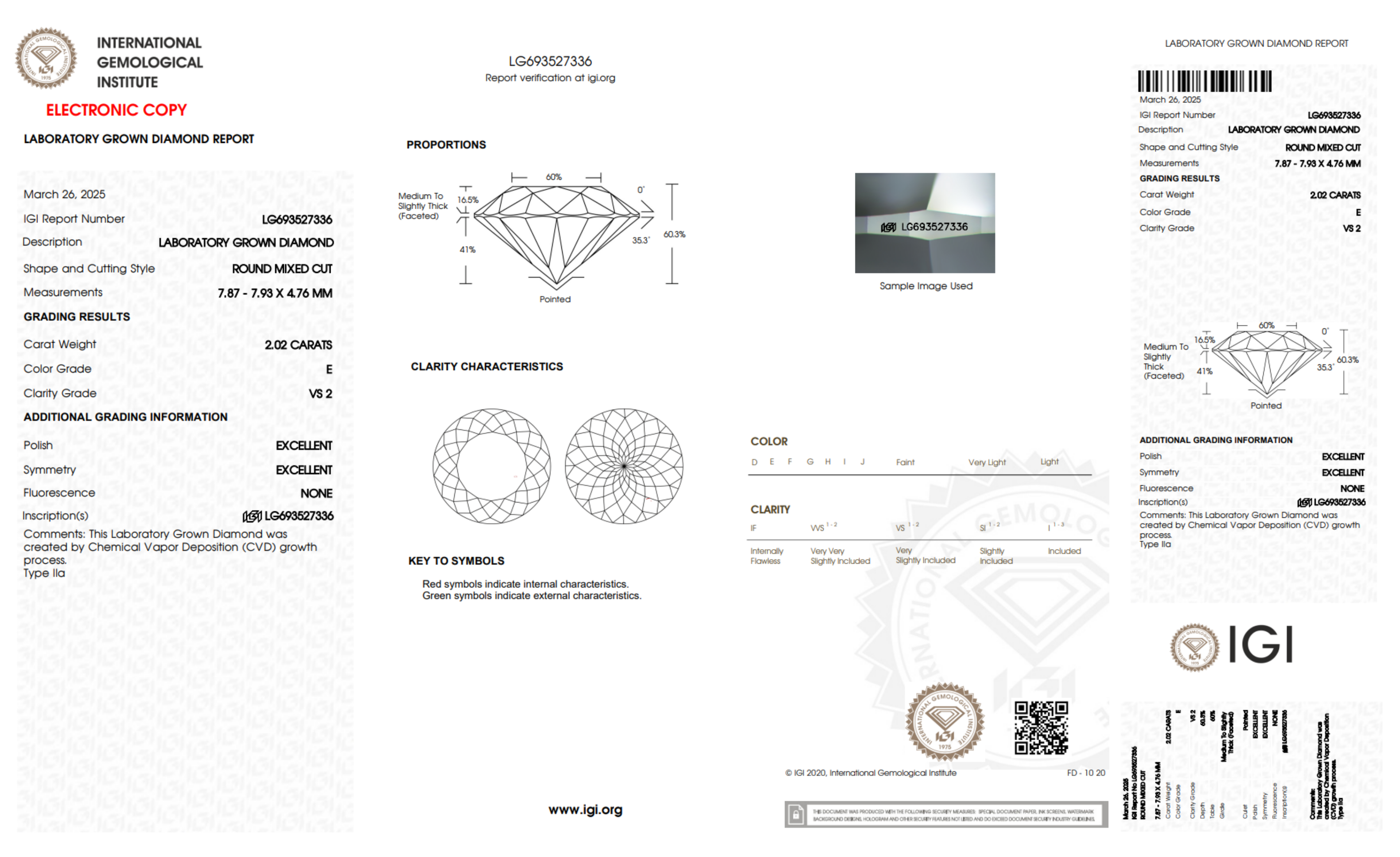 2.02CT. Certified Loose Round Mixed Cut Lab-Grown Diamond