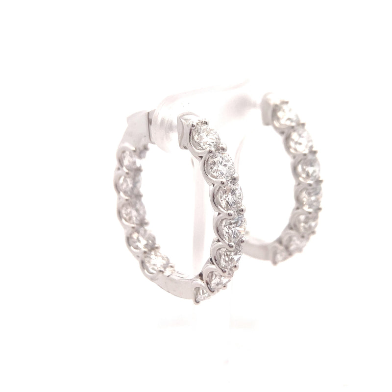 14K White Gold 6CT. Lab-Grown Diamond Inside-Out Hoops