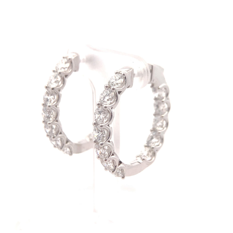 14K White Gold 6CT. Lab-Grown Diamond Inside-Out Hoops