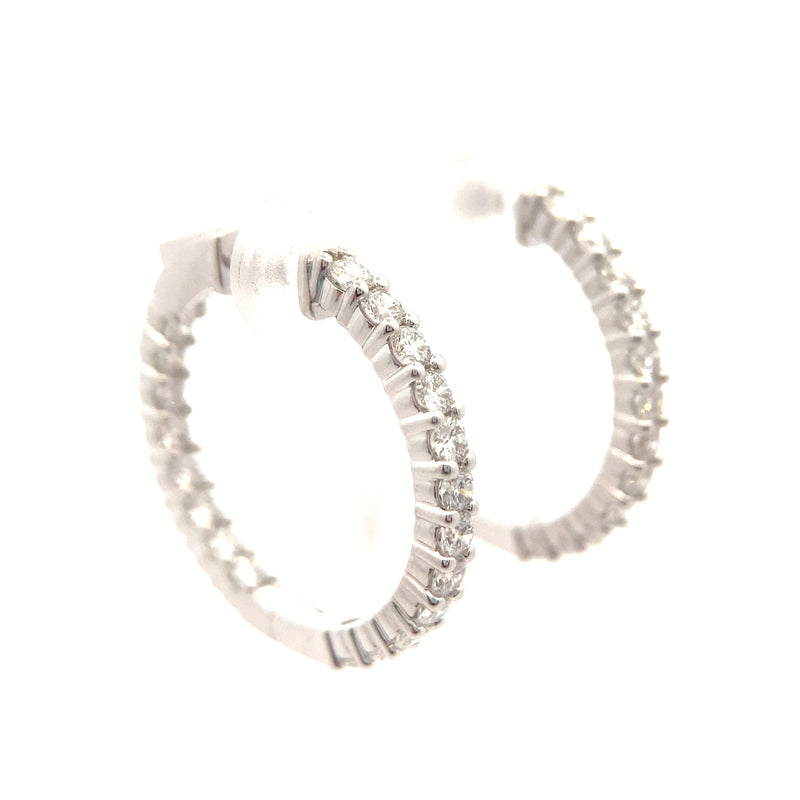 14K White Gold 2CT. Lab-Grown Diamond Inside-Out Hoops
