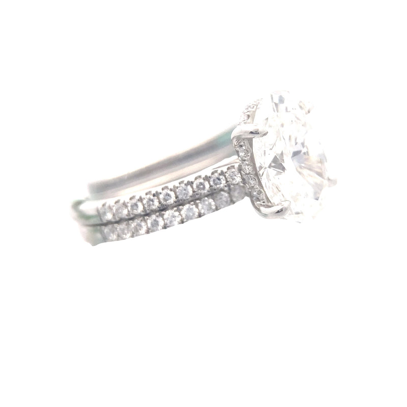 14K White Gold 3-1/2CT. Lab-Grown Oval-Cut Diamond Hidden Halo Wedding Set