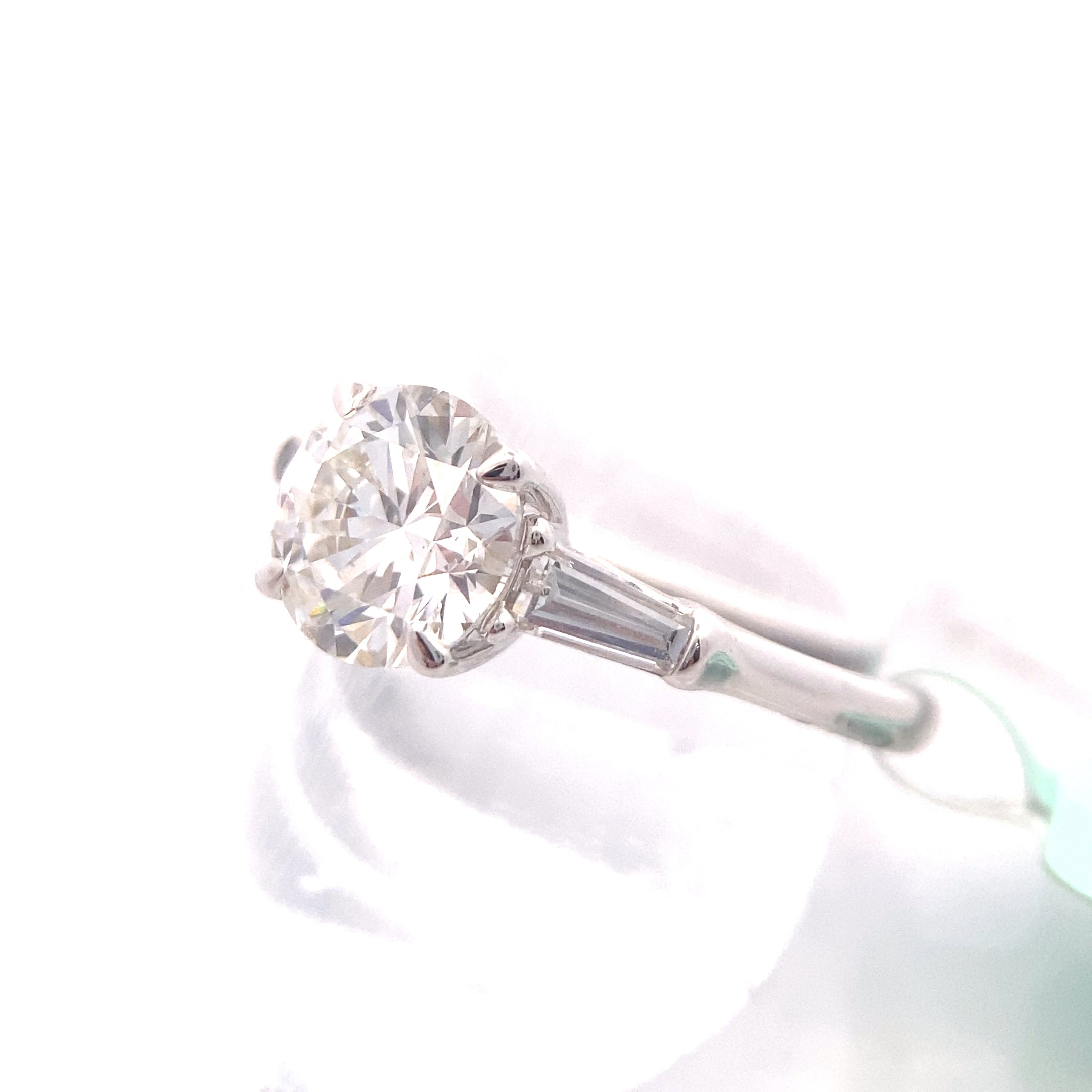 14K White Gold CERTIFIED "Eloise" 2-1/2CT. Lab-Grown Diamond 3-Stone Tapered Baguette Engagement Ring
