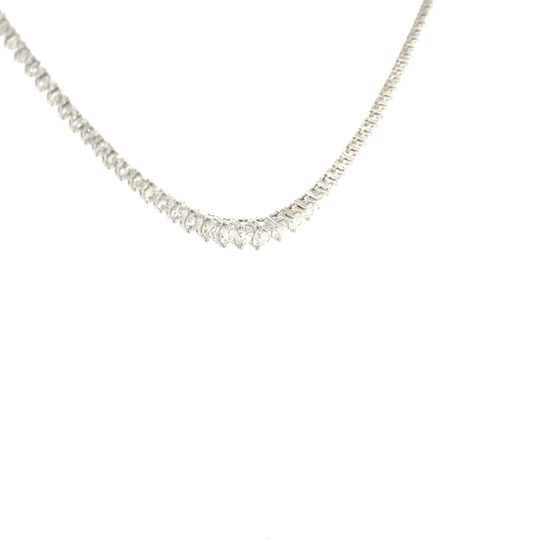 14K White Gold 8CT. Lab-Grown Diamond Graduated Riviera Tennis Necklace