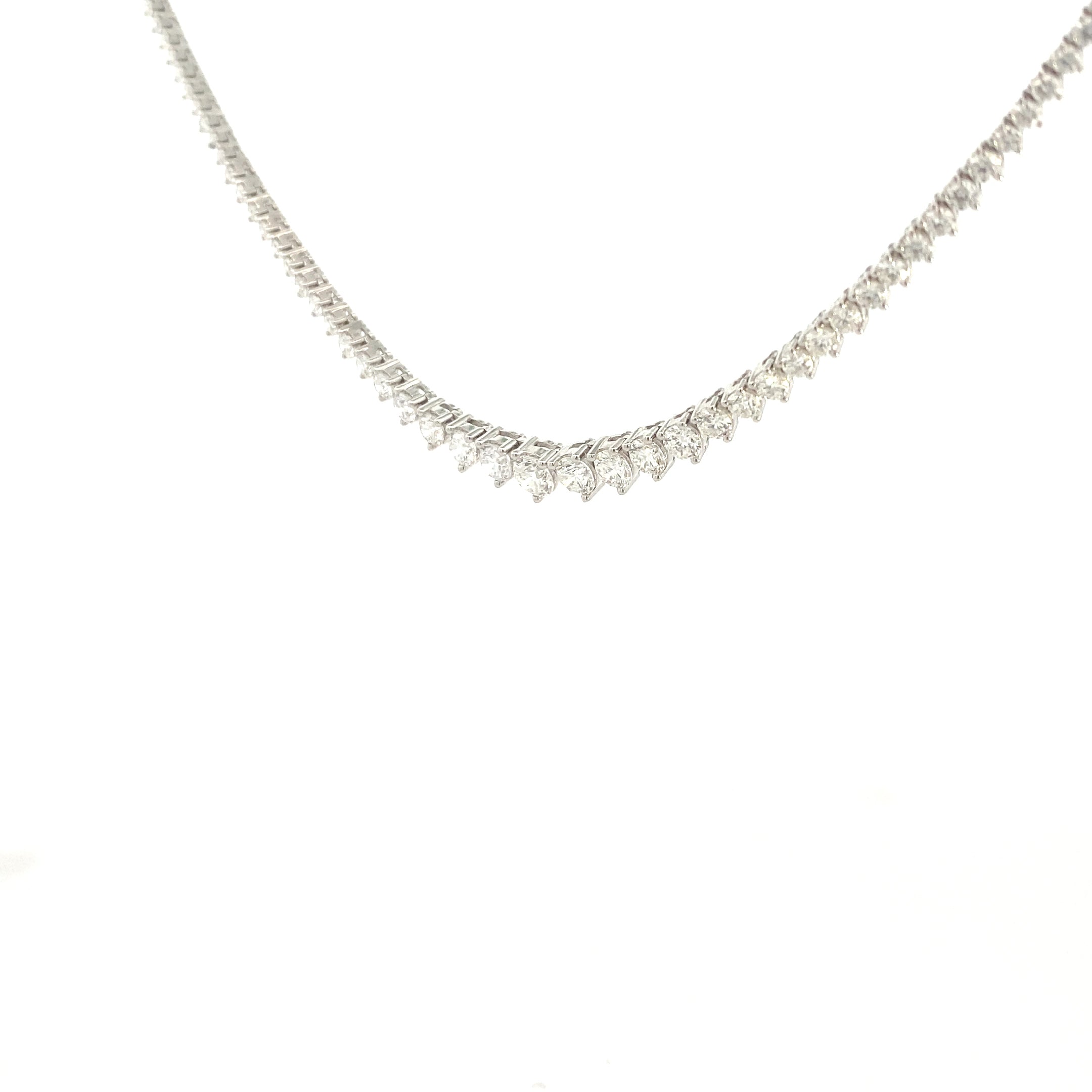 14K White Gold 8CT. Lab-Grown Diamond Graduated Riviera Tennis Necklace