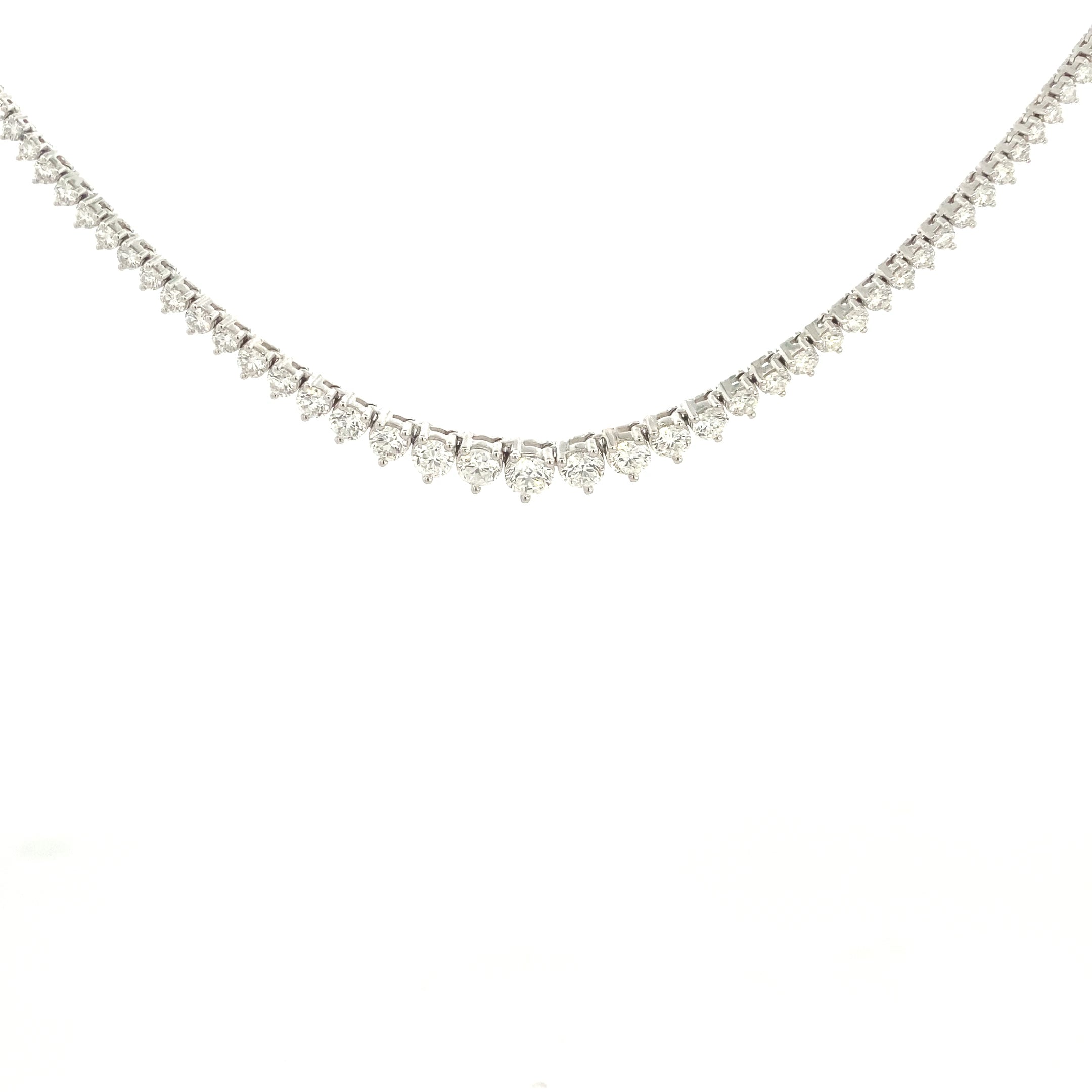 14K White Gold 8CT. Lab-Grown Diamond Graduated Riviera Tennis Necklace