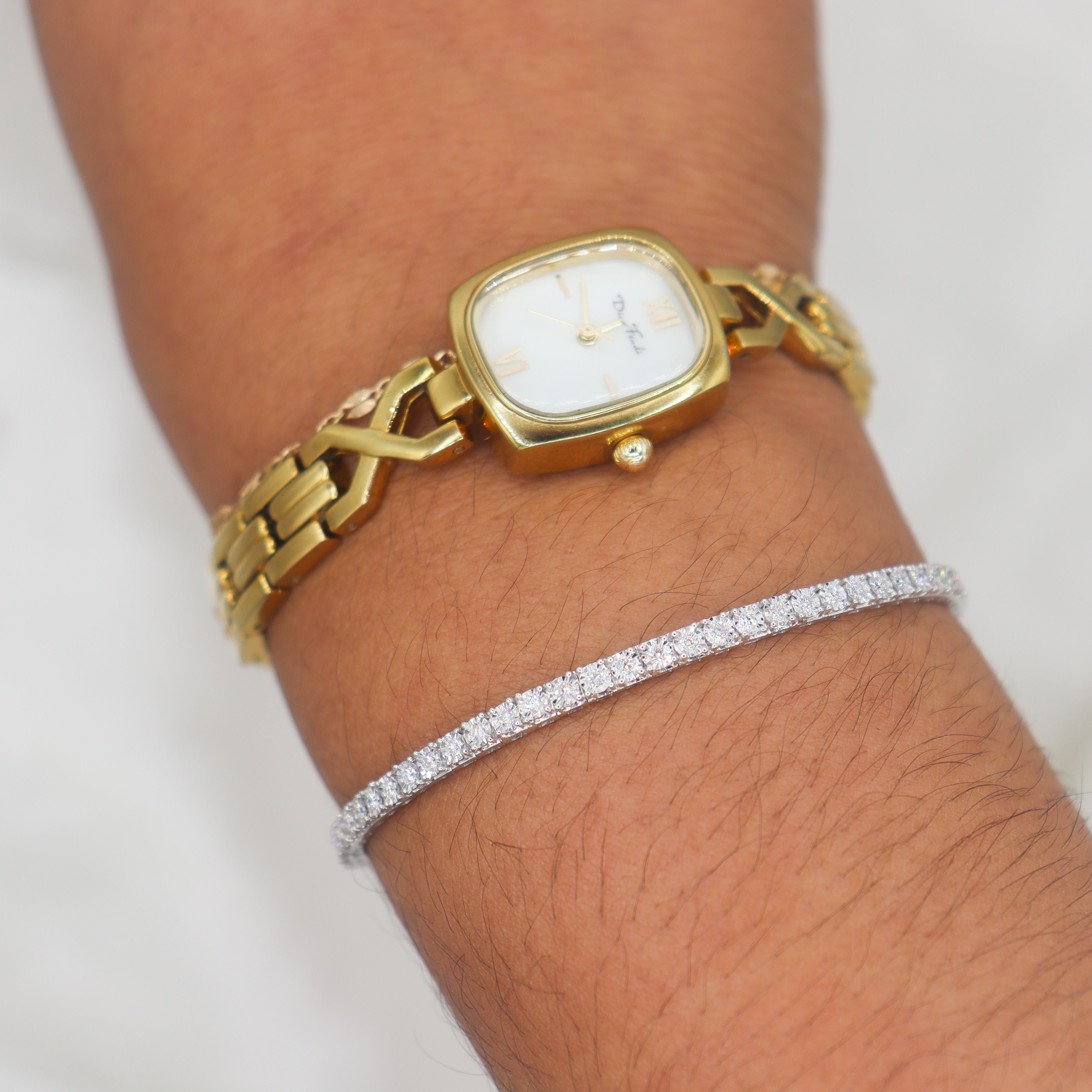 Sterling Silver 0.50CTW. Lab-Grown Diamond Flexi Bangle Bracelet on a wrist