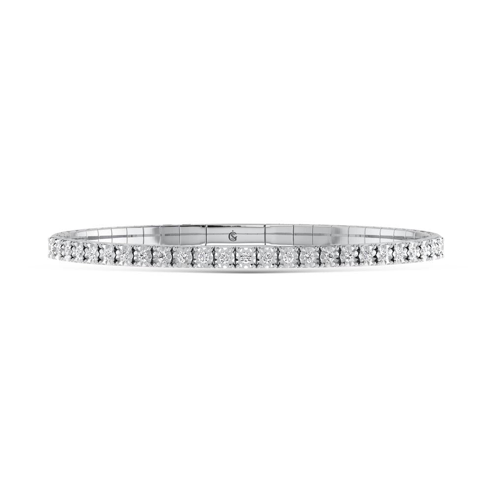 View of Sterling Silver Lab Grown Diamond Bracelet on white background
