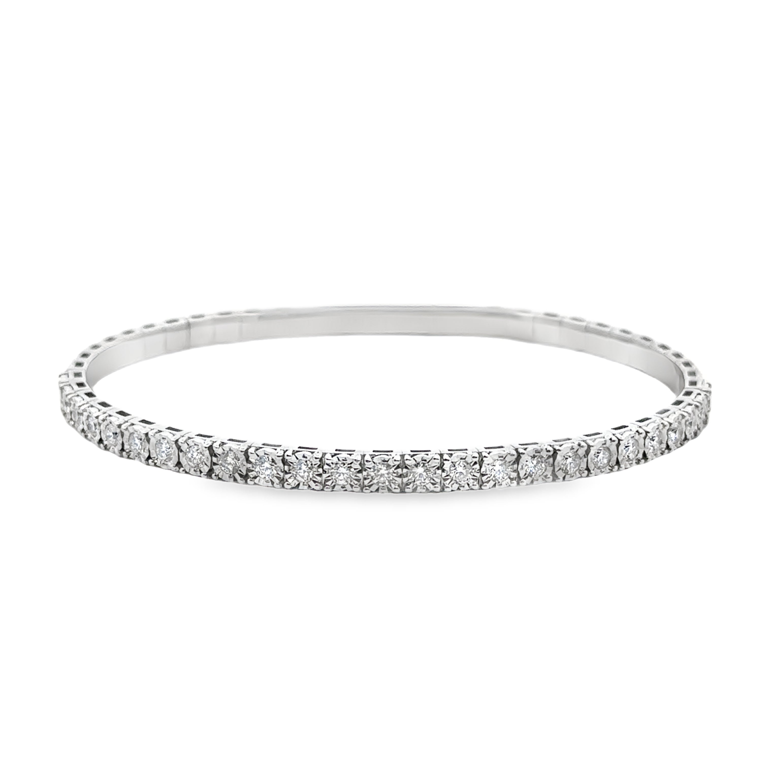 Sterling Silver 1CTW. Lab-Grown Diamond Flexi Bangle Bracelet on a white background