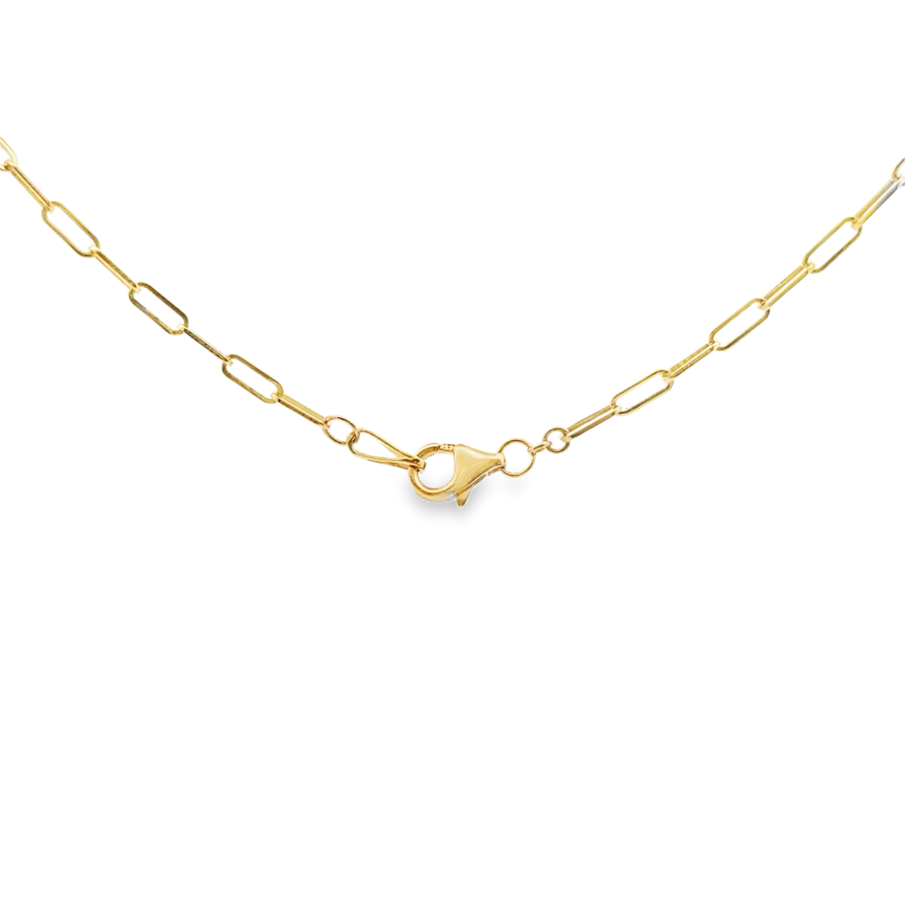 14K Yellow Gold 2.00CTW. Lab-Grown Diamond Station Paperclip Chain Necklace