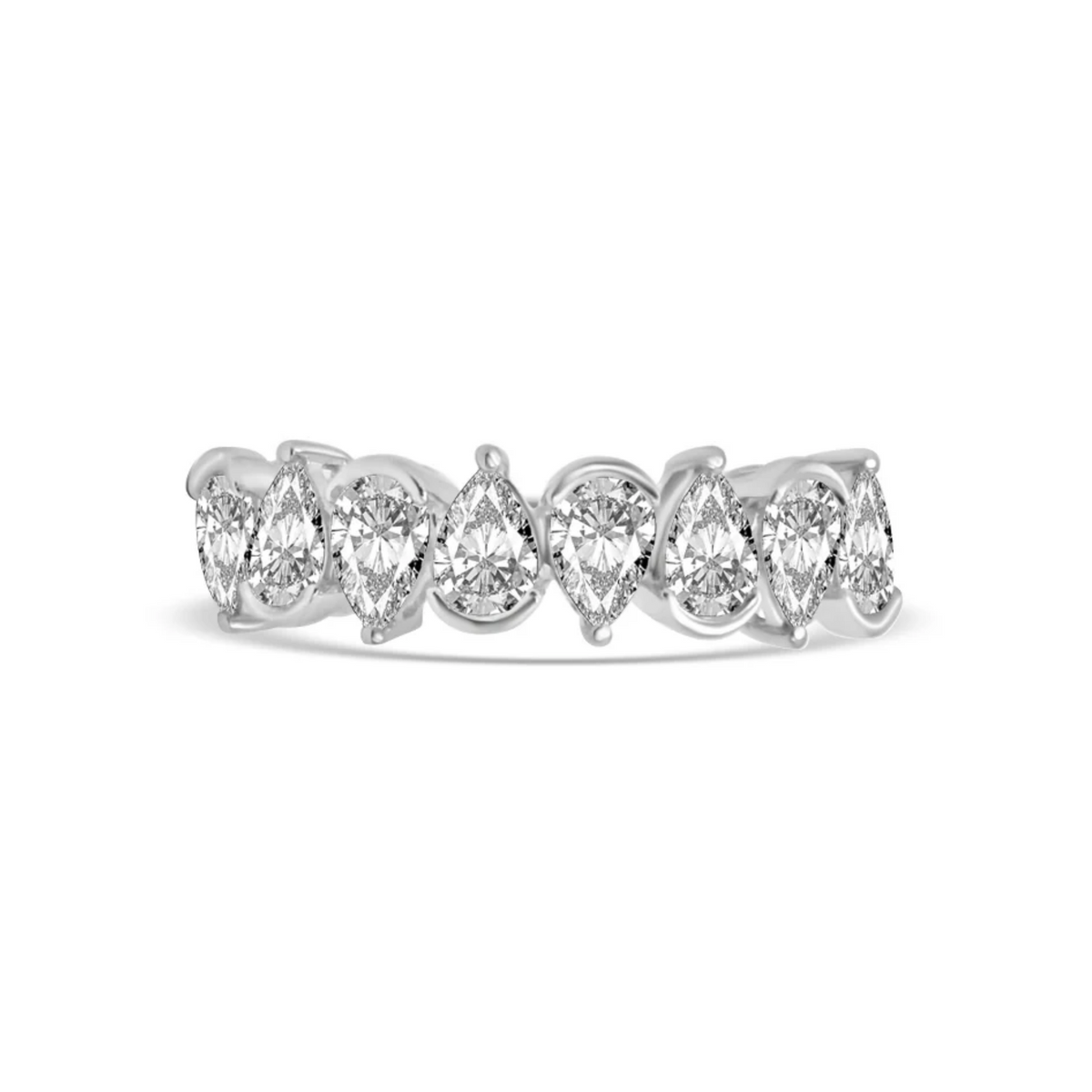 14K White Gold 1.63CTW. Pear-Cut Lab-Grown Diamond Partial-Bezel Band