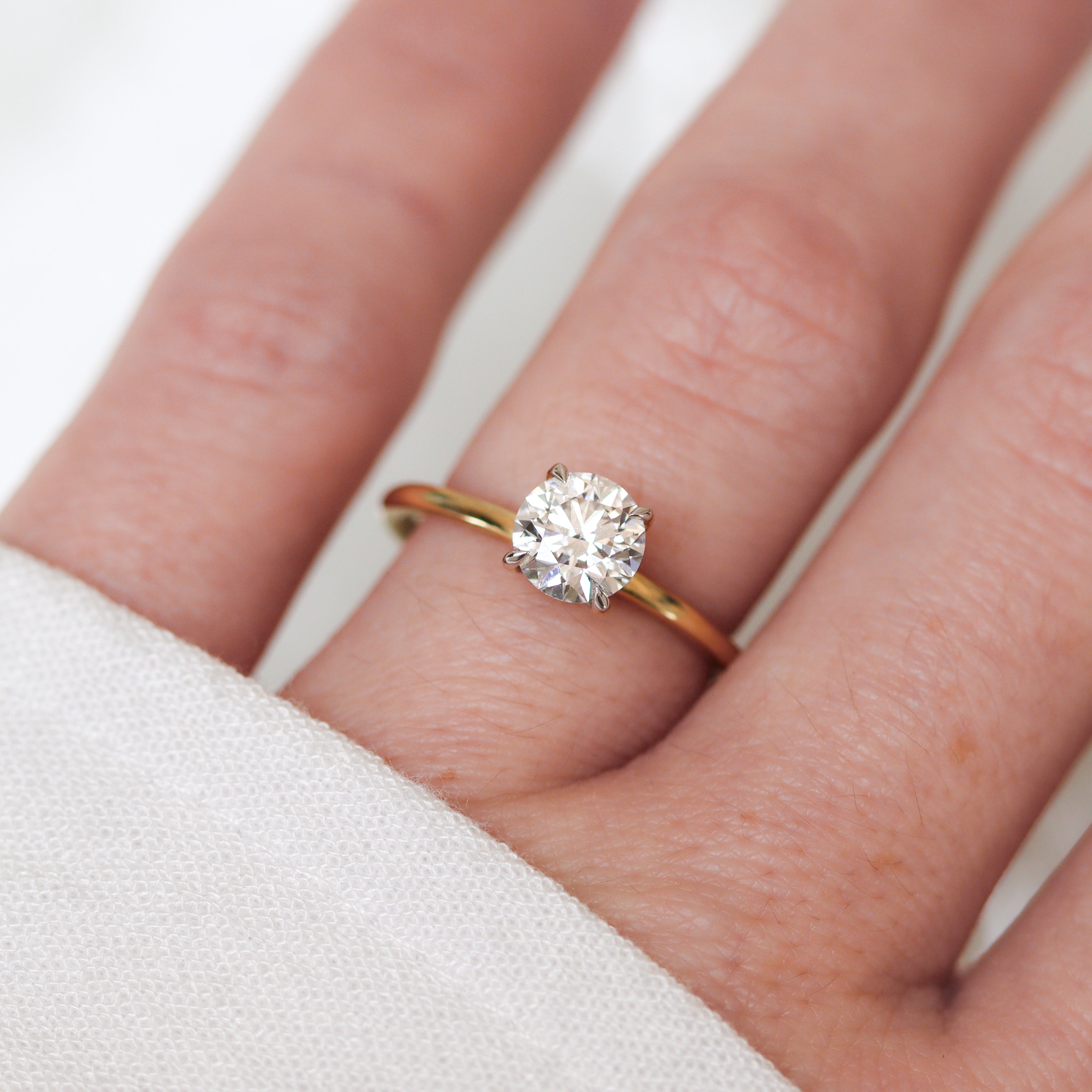 The "Lilly" — 14K Yellow Gold Certified 2CT. Round Hidden Halo Lab Grown Engagement Ring