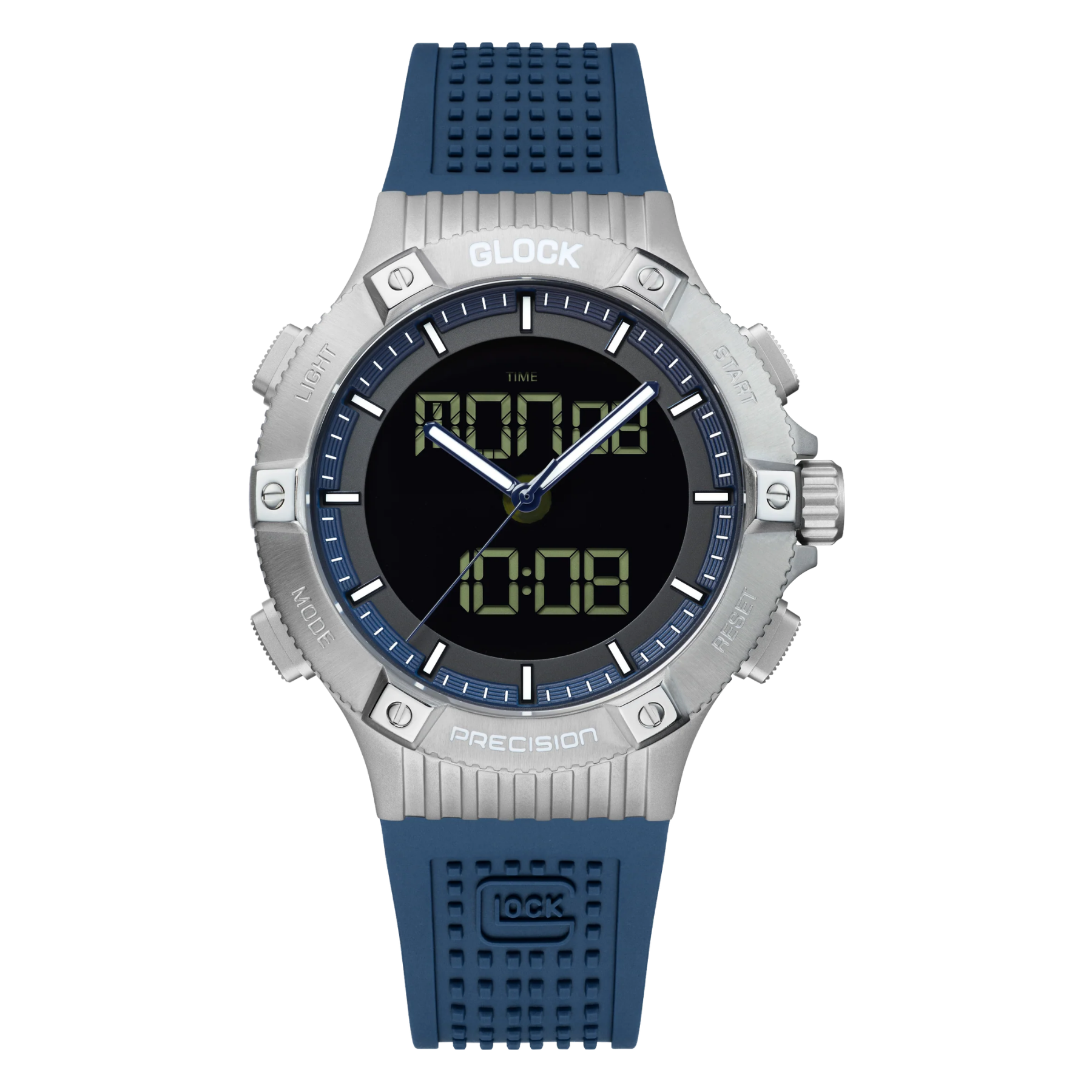 Blue Silicone Sandblasted Stainless Steel Glock Watch