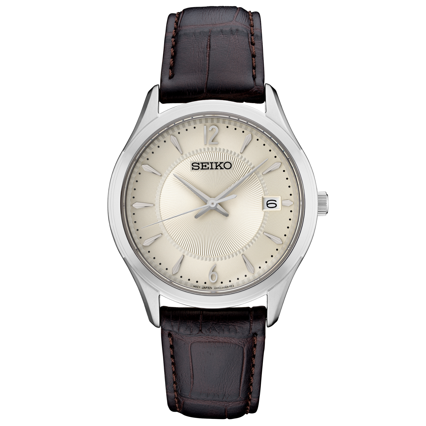 SEIKO Essentials Men's Cream Dial Sport & Dress Watch with Leather Strap