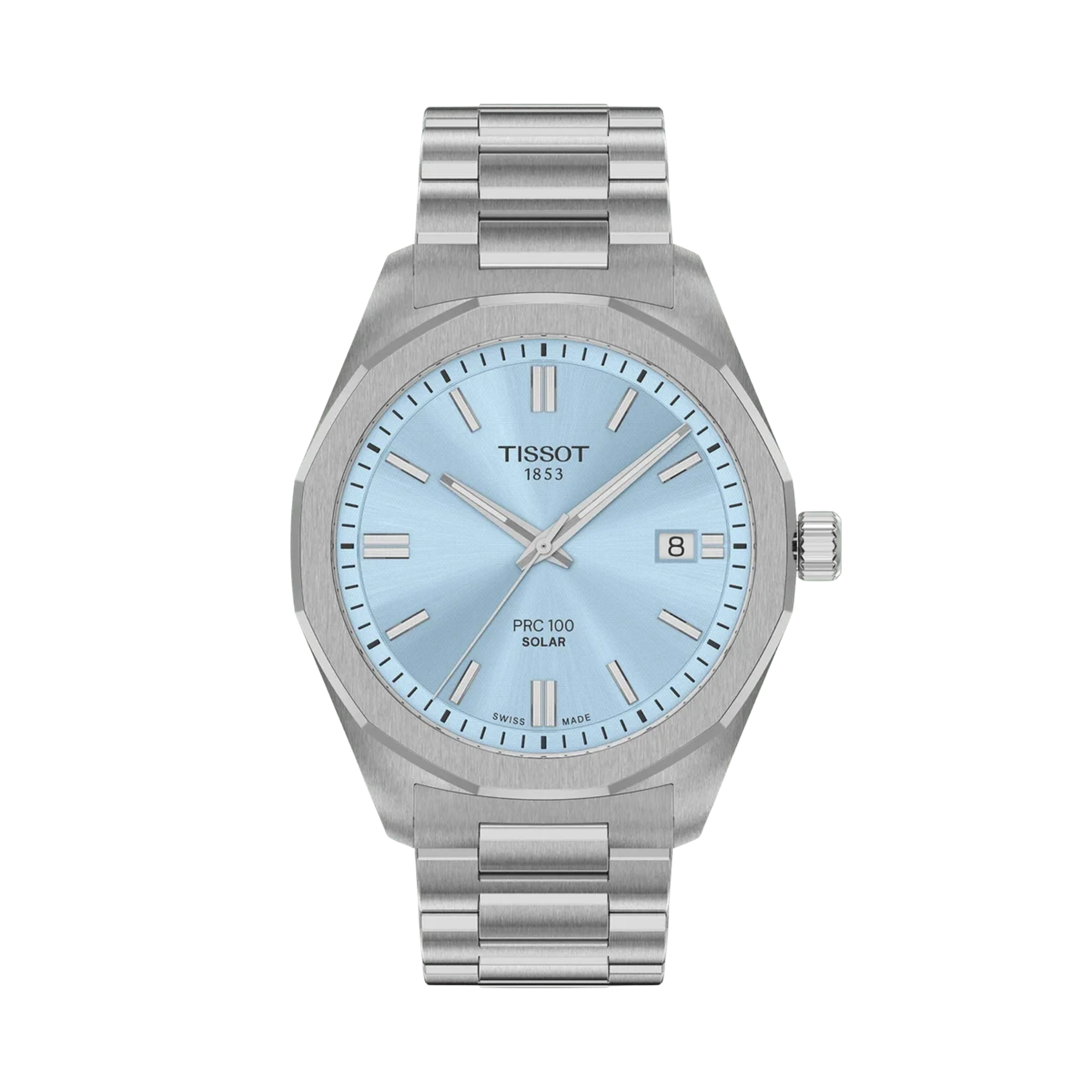 Tissot Men's PRC 100 Solar Quartz 39mm Ice Blue Dial Watch