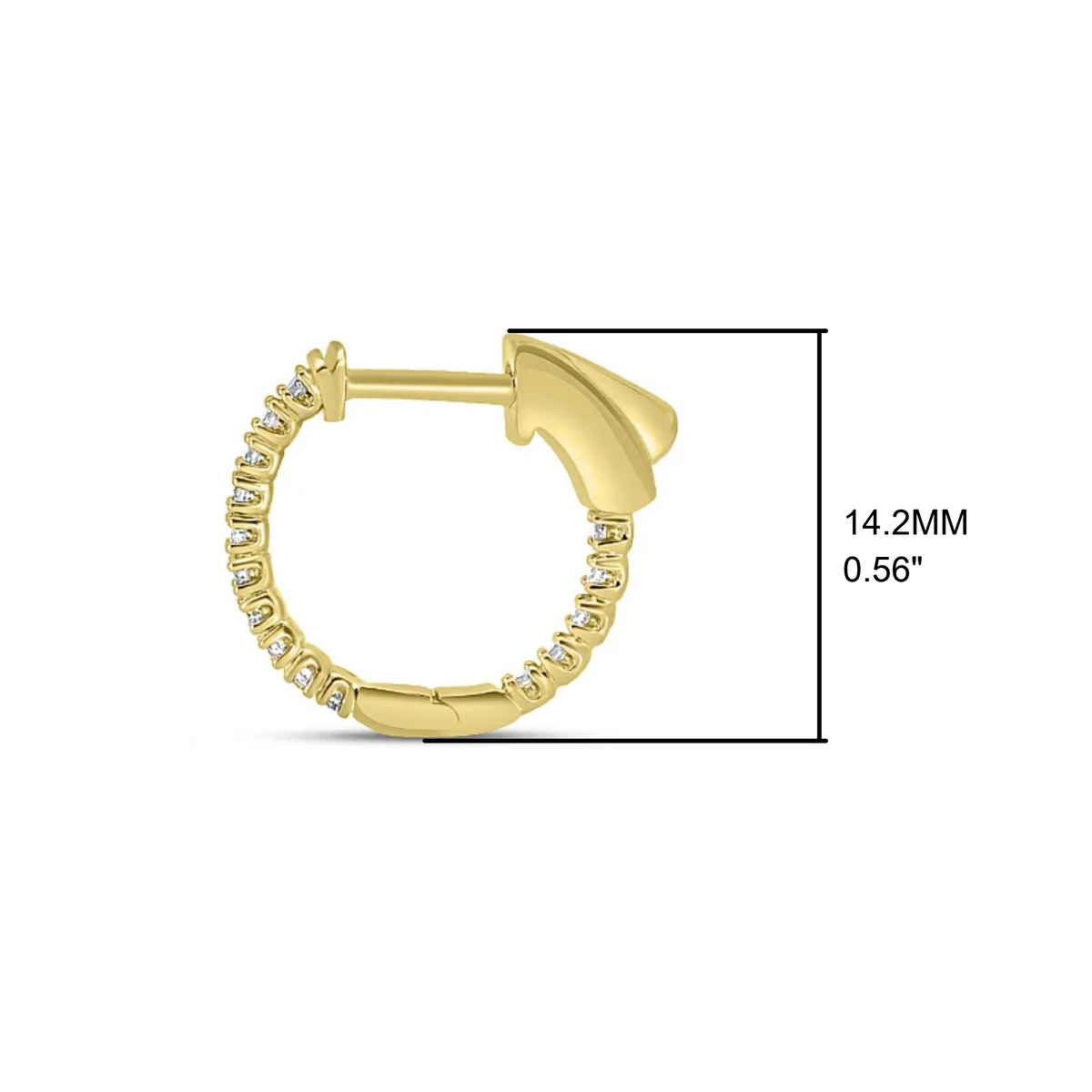 14K Yellow Gold 0.25CTW. Natural Diamond Inside Out Huggie Hoop Earrings