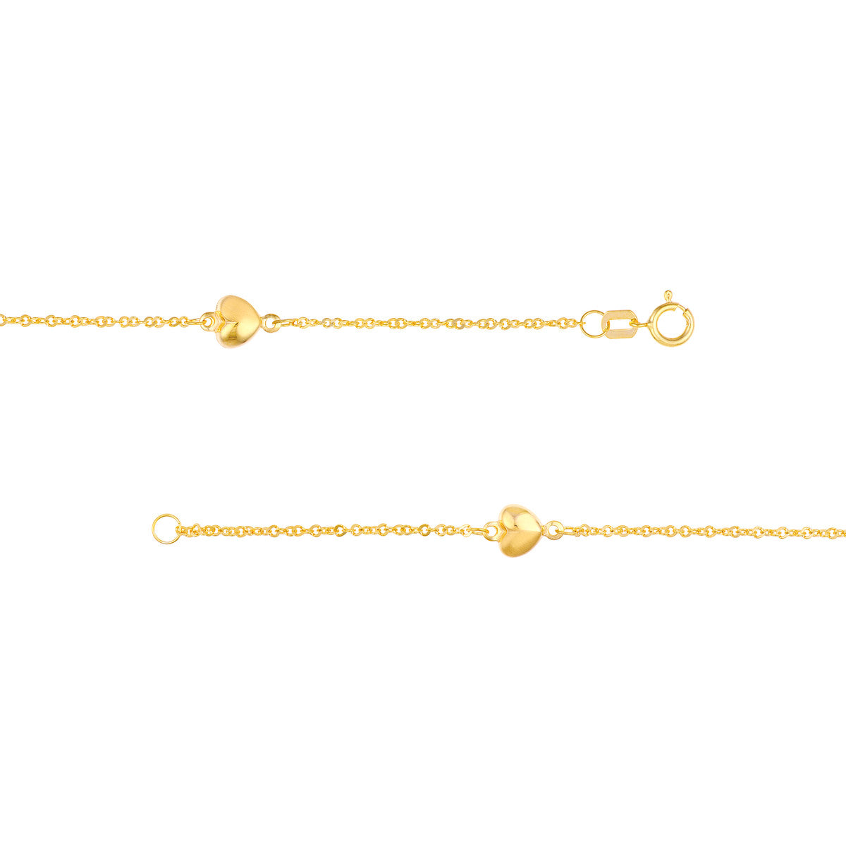 Upclose 14K Yellow Gold Puffy Heart Station Trio Bracelet