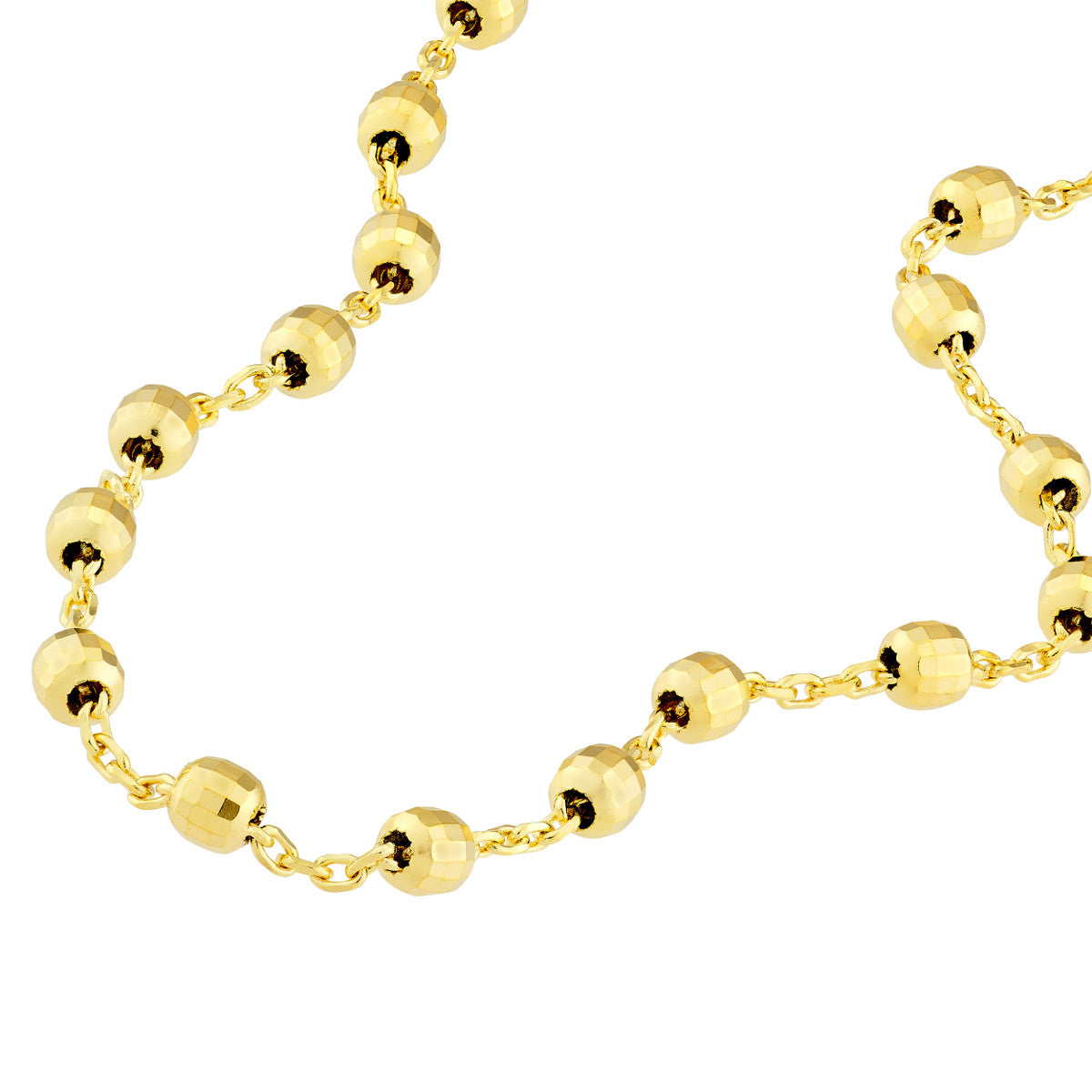 Upclose 14K Yellow Gold Adjustable Diamond Cut Beaded Bracelet