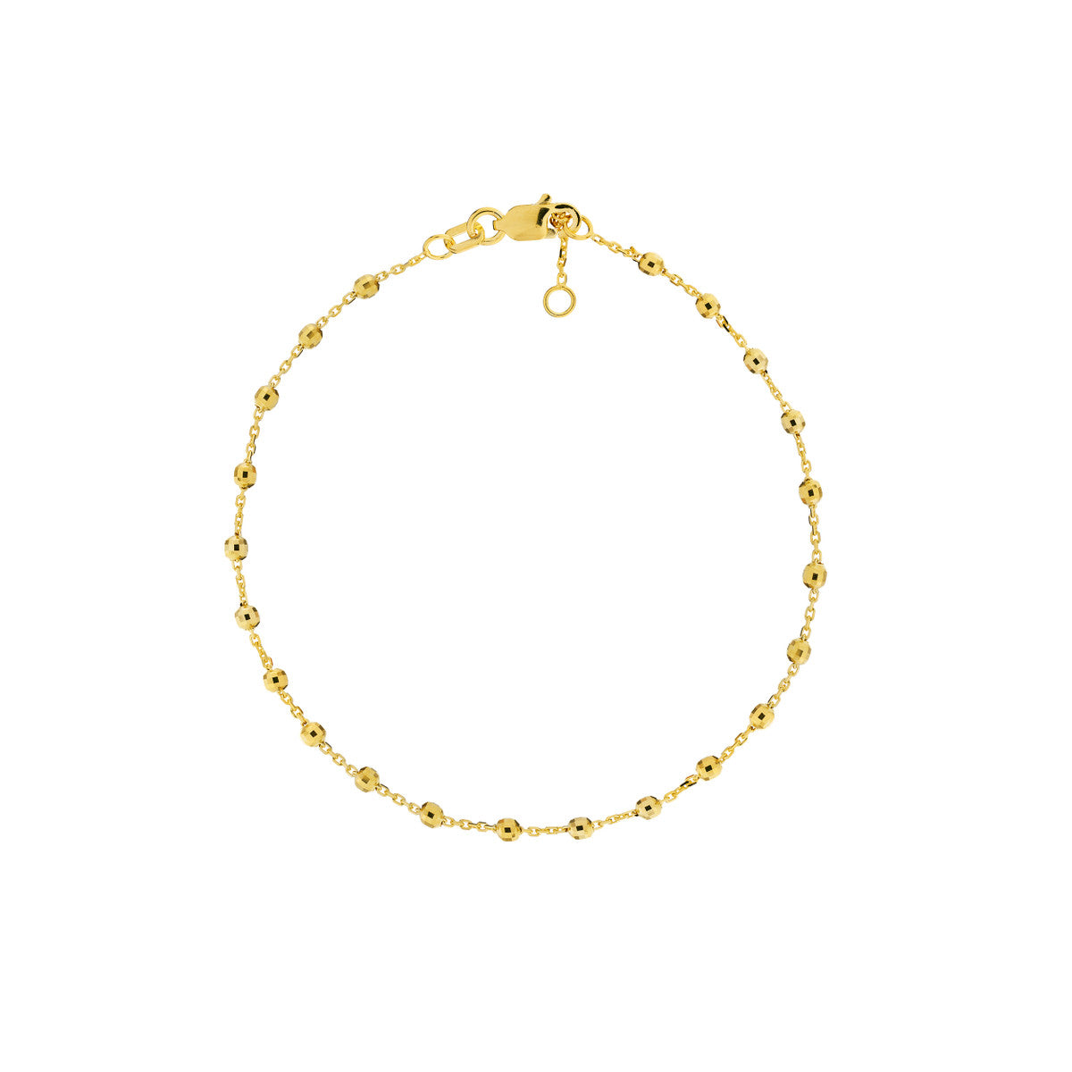 Full picture 14K Yellow Gold Adjustable Diamond Cut Beaded Bracelet