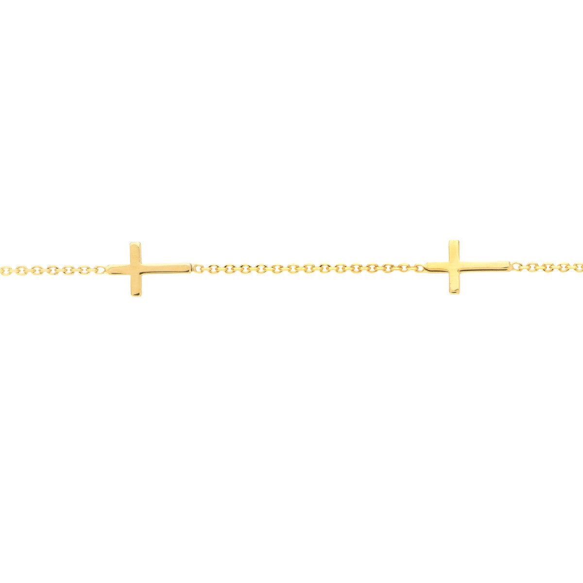 Upclose 14K Yellow Gold Adjustable Mini Cross Stations Bracelet