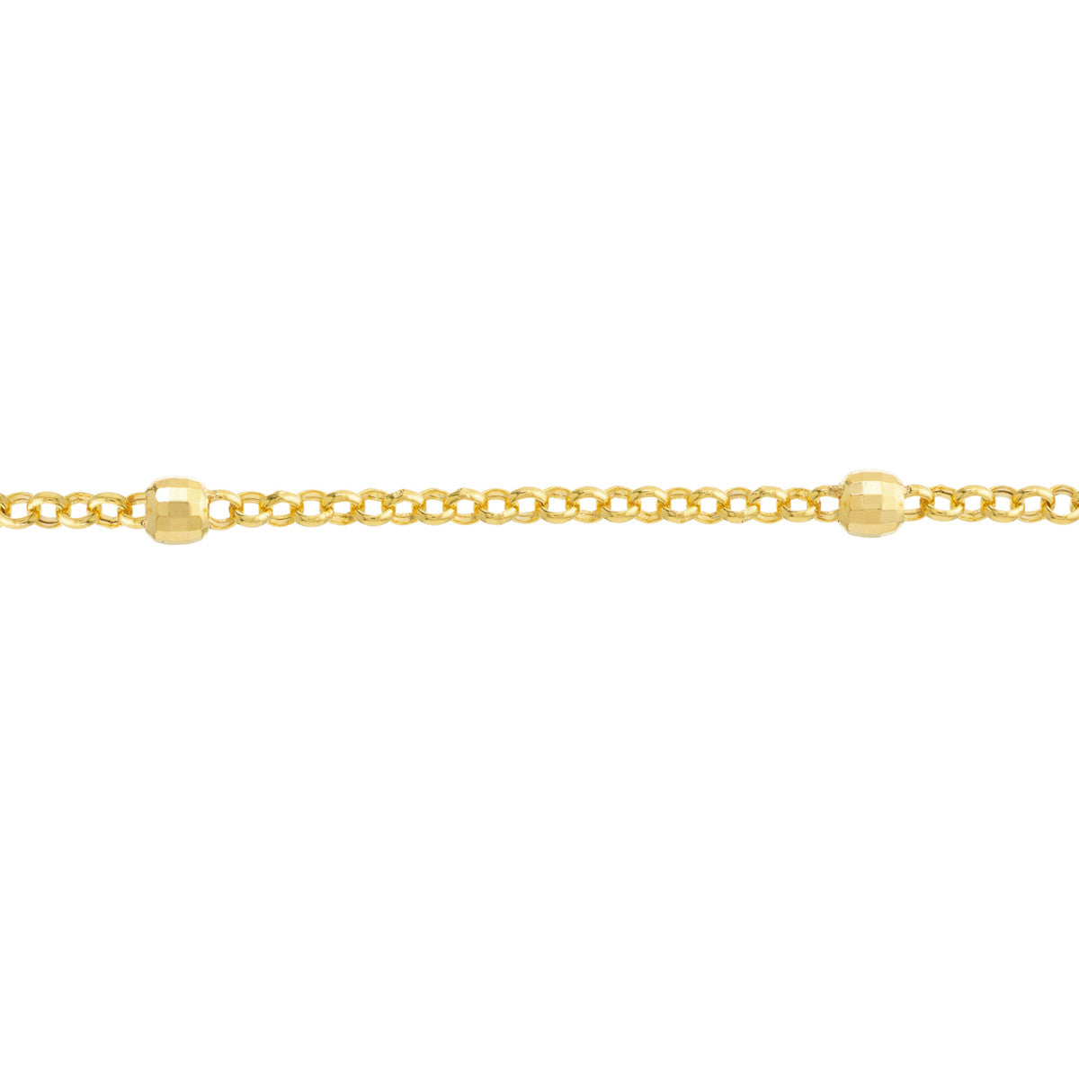 Upclose 14K Yellow Gold 3mm Diamond-Cut Bead Station Bracelet