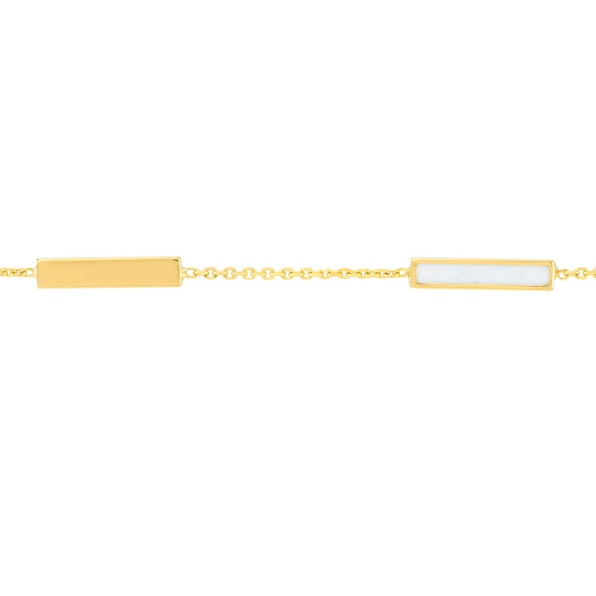 14K Yellow Gold White Enamel Alternating Bar necklace