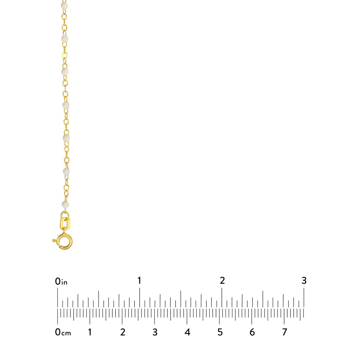 14K Yellow Gold White Enamel Bead on Piatto Bracelet