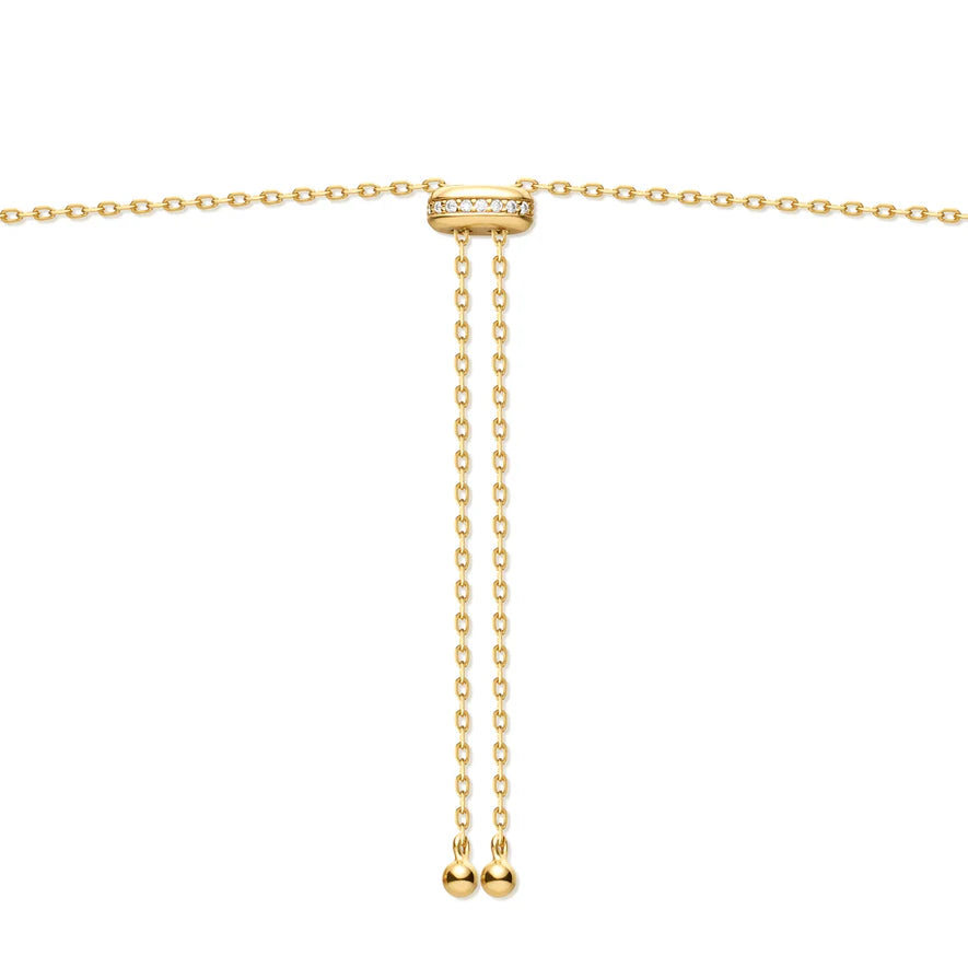 Ania Haie Gold-Plated Freshwater Pearl and White Cubic Zirconia Bezel Set Slider Necklace