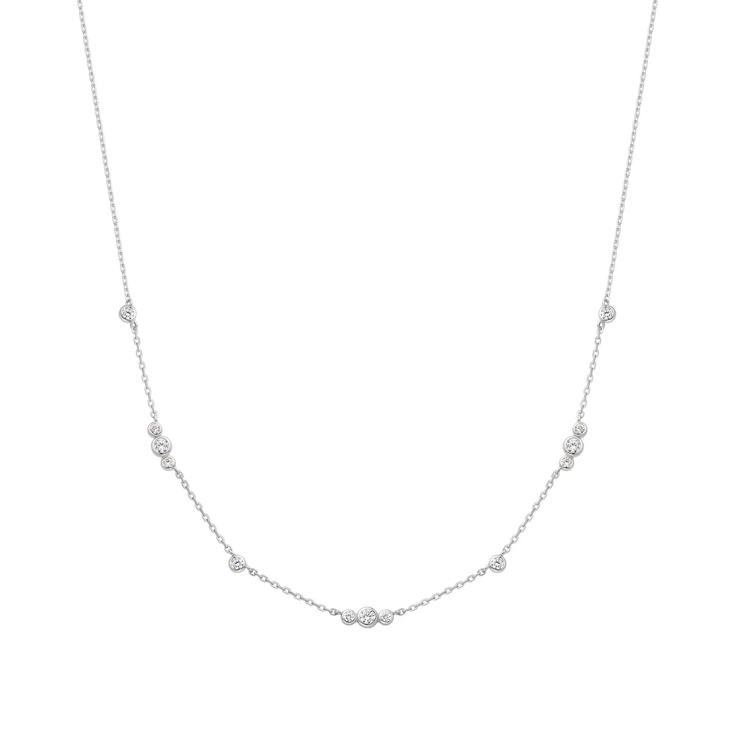 sterling silver cubic zirconia ania haie station necklace on a white background 
