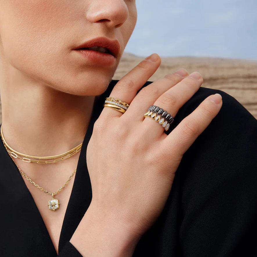 Model View Ania Haie Gold Paper Clip Chain Necklace