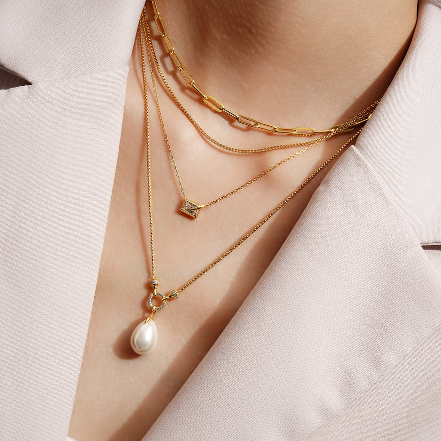 Layered View Ania Haie Gold Paper Clip Chain Necklace