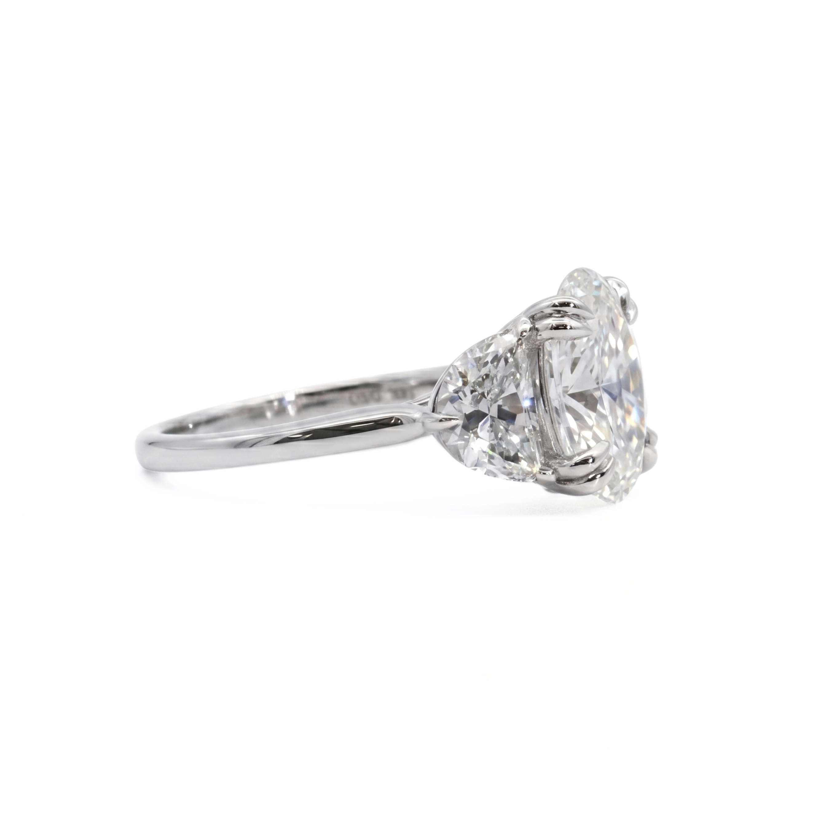 14K White Gold 4.53CTW. Lab-Grown Diamond 3-Stone Engagement Ring