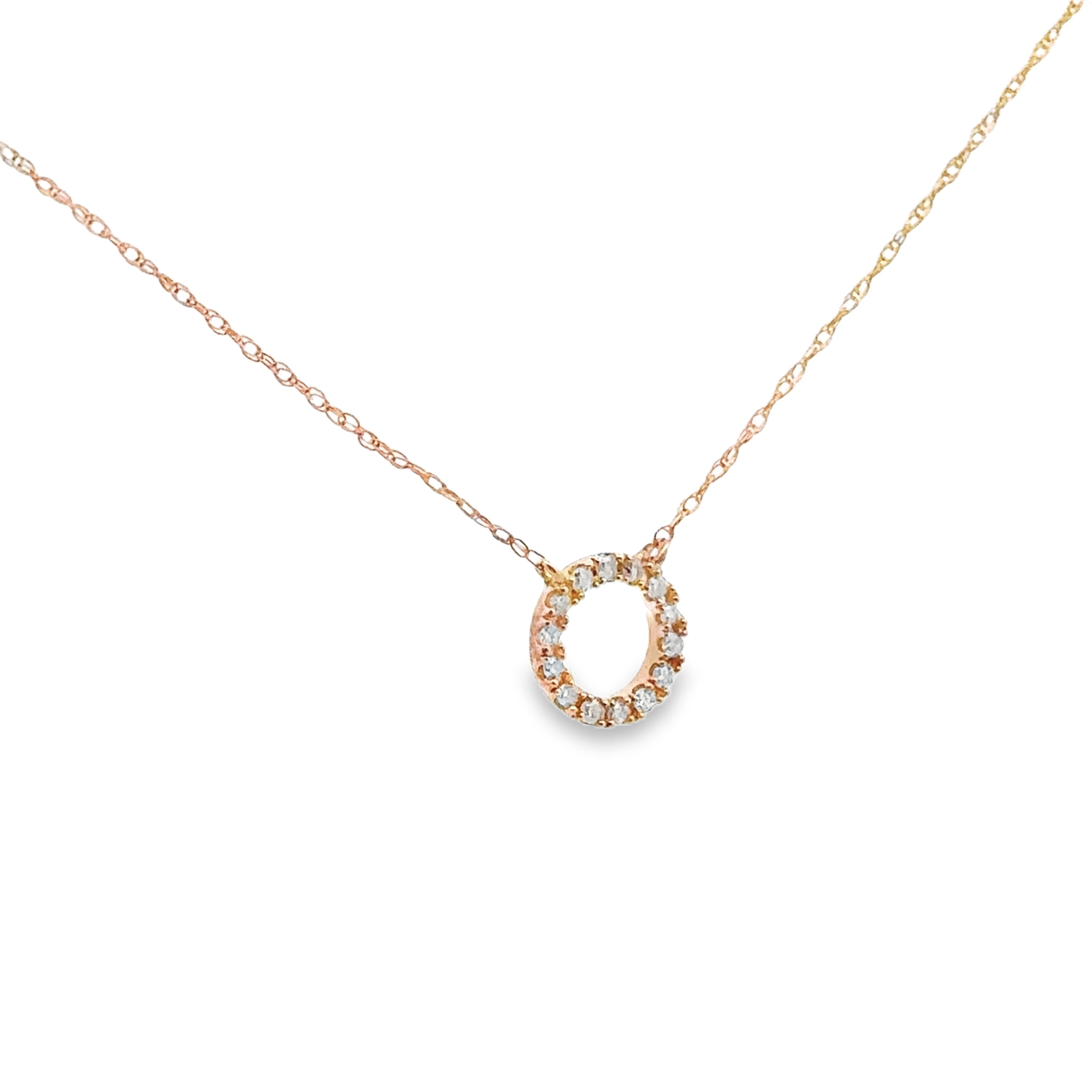 10K Yellow Gold 1/10CT. Circle Diamond Necklace Center