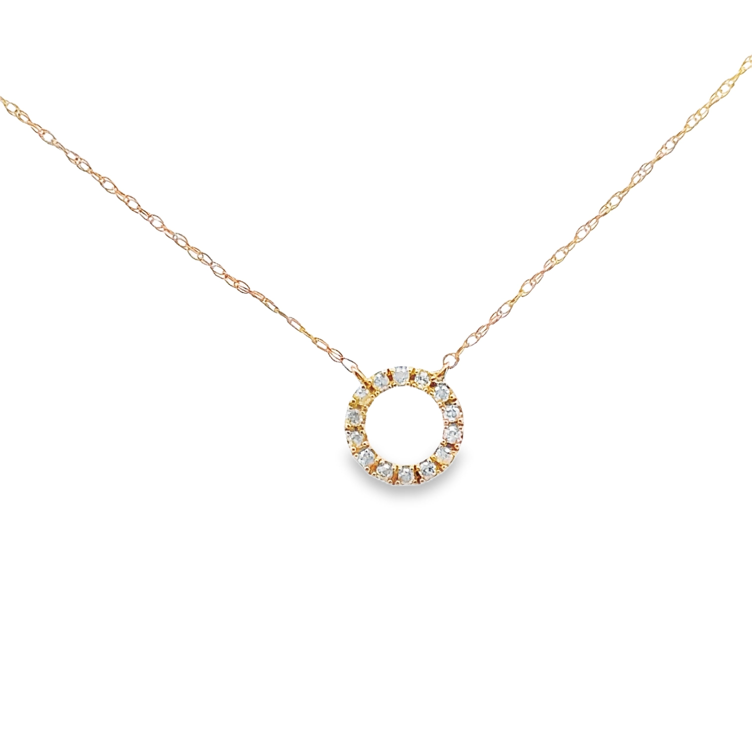 10K Yellow Gold 1/10CT. Circle Diamond Necklace Center