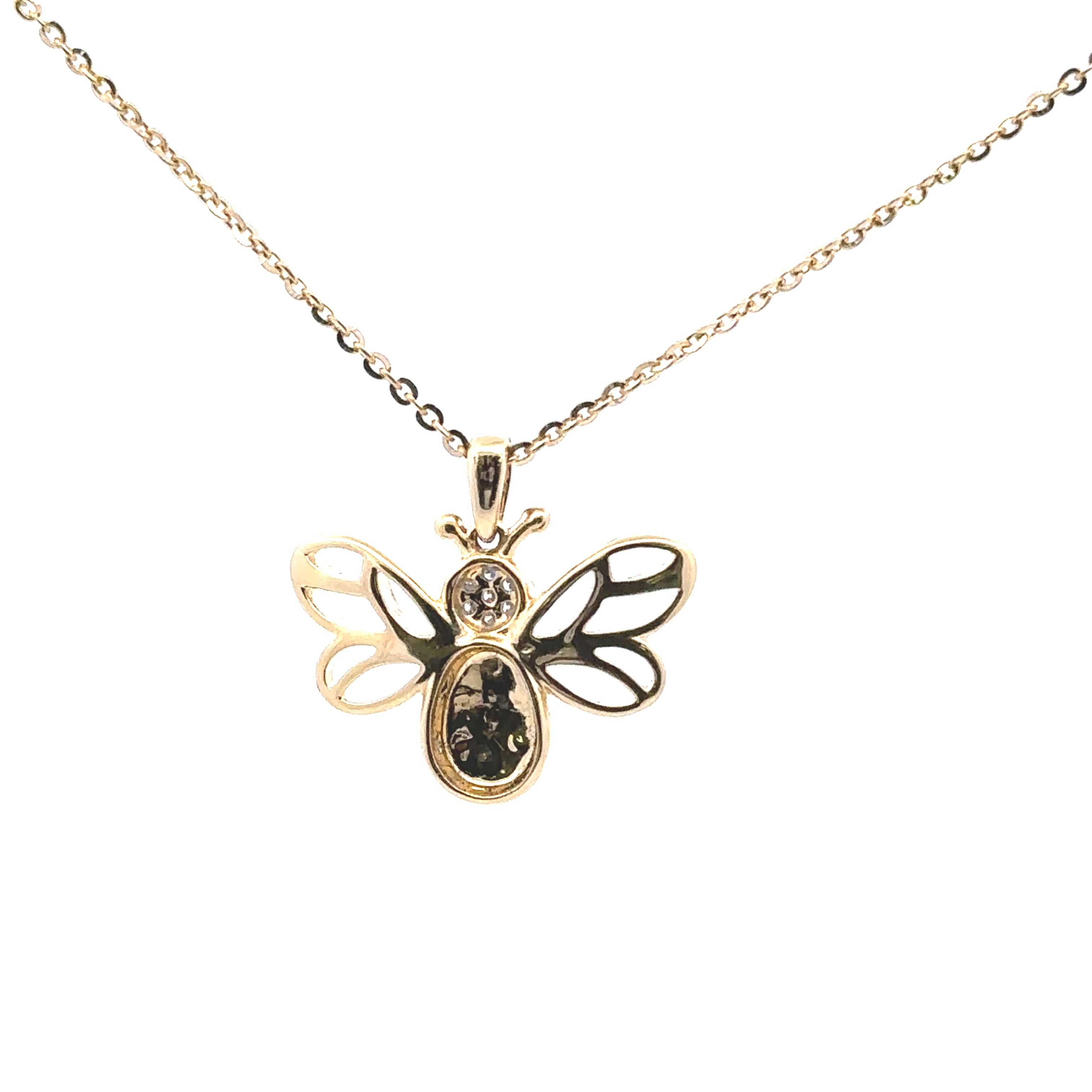 14k Yellow Gold 1/20 Ctw Diamond Bee Pendant