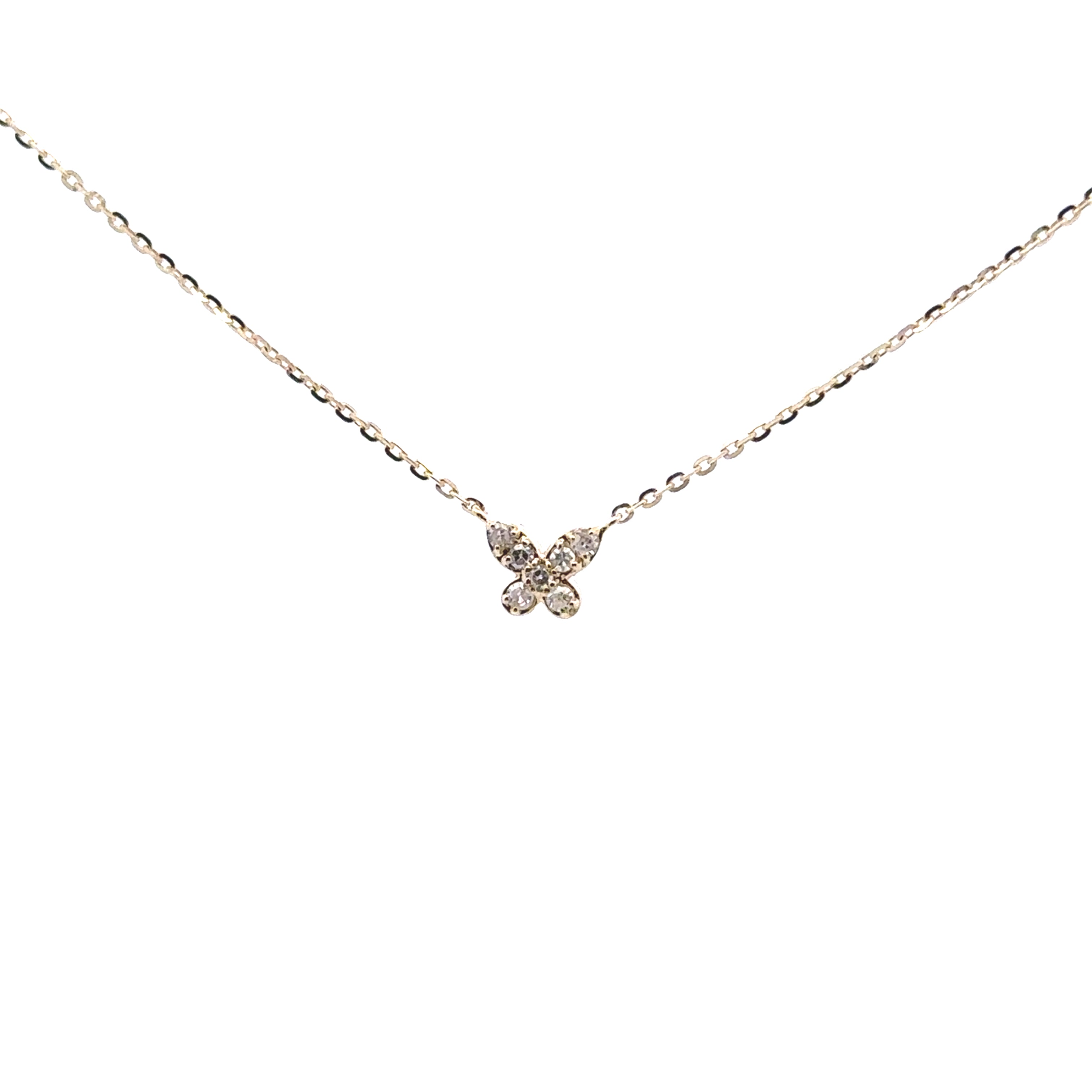 14K Yellow Gold 1/20 CT. Diamond Flower Adjustable Necklace