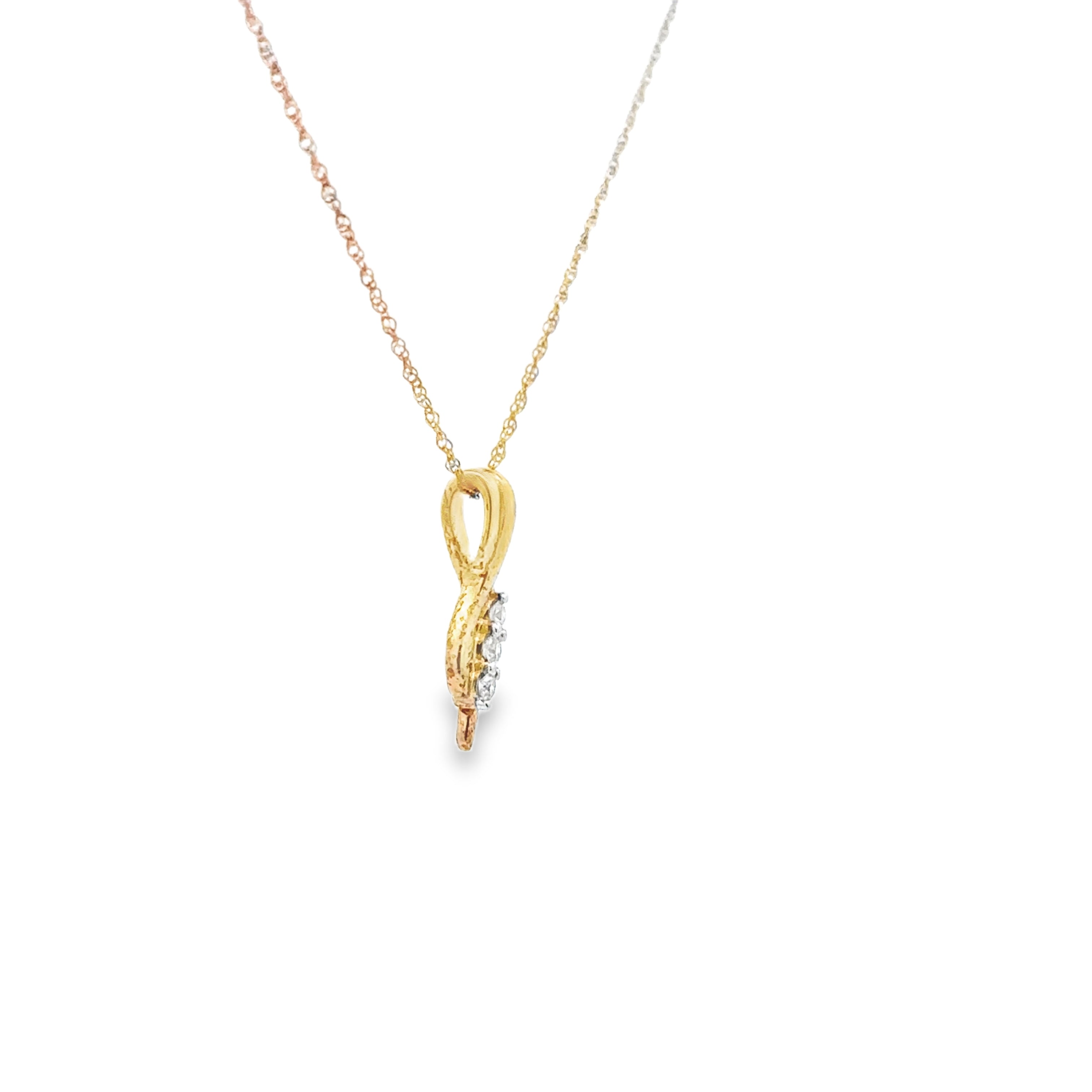 10K Yellow Gold 1/20CT. Diamond Pendant Necklace