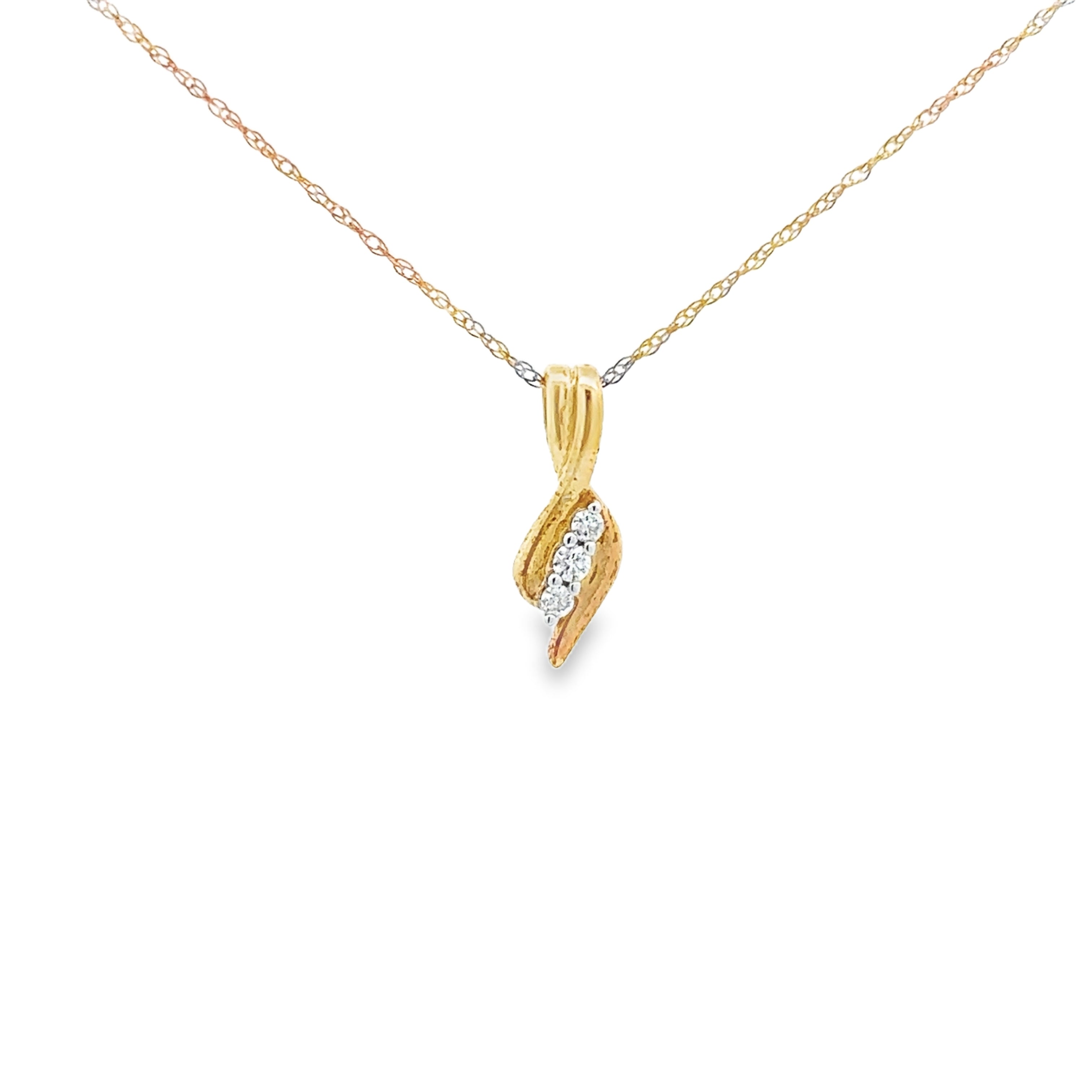 10K Yellow Gold 1/20CT. Diamond Pendant Necklace